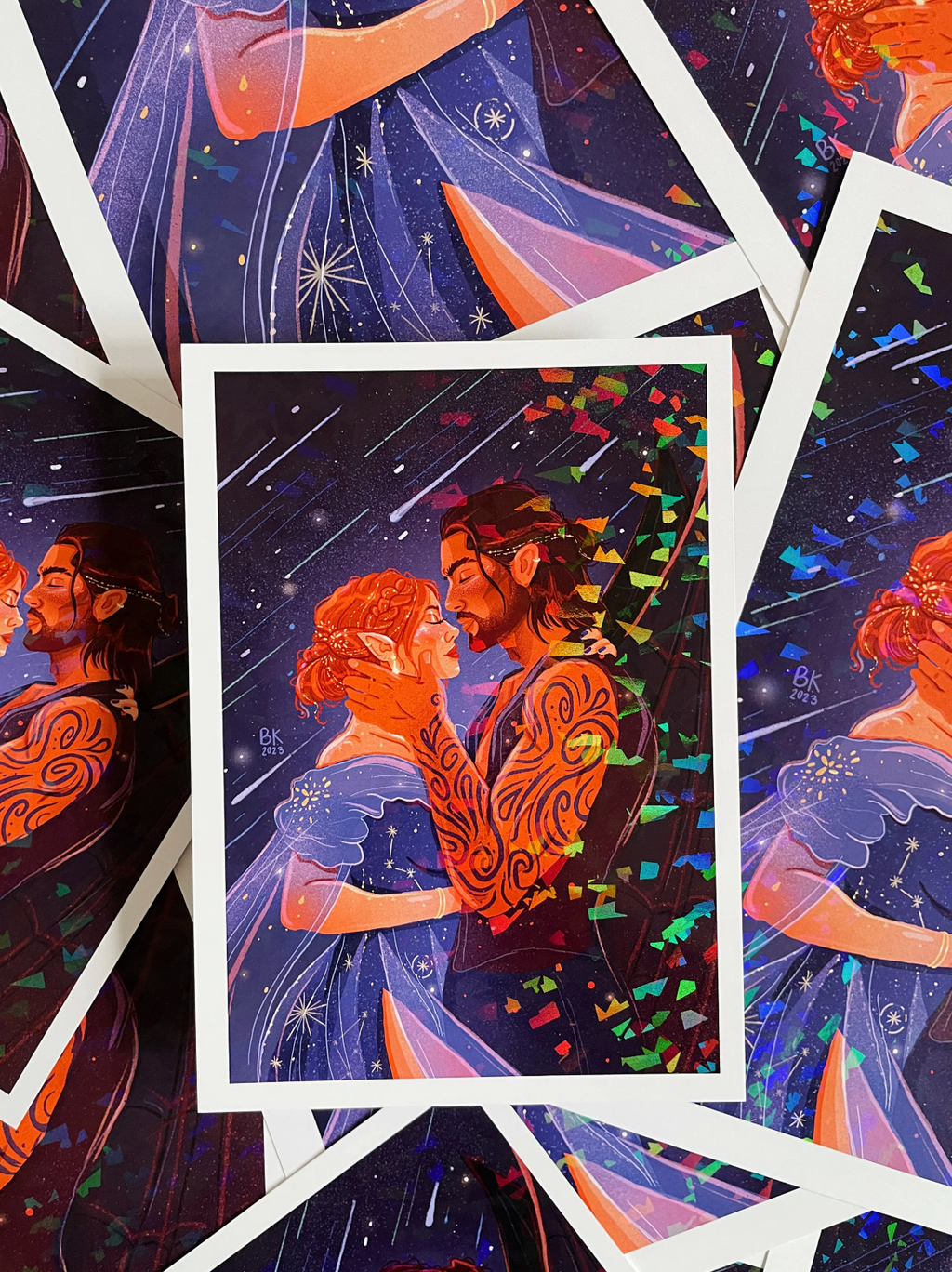 Nesta and Cassian Holographic print