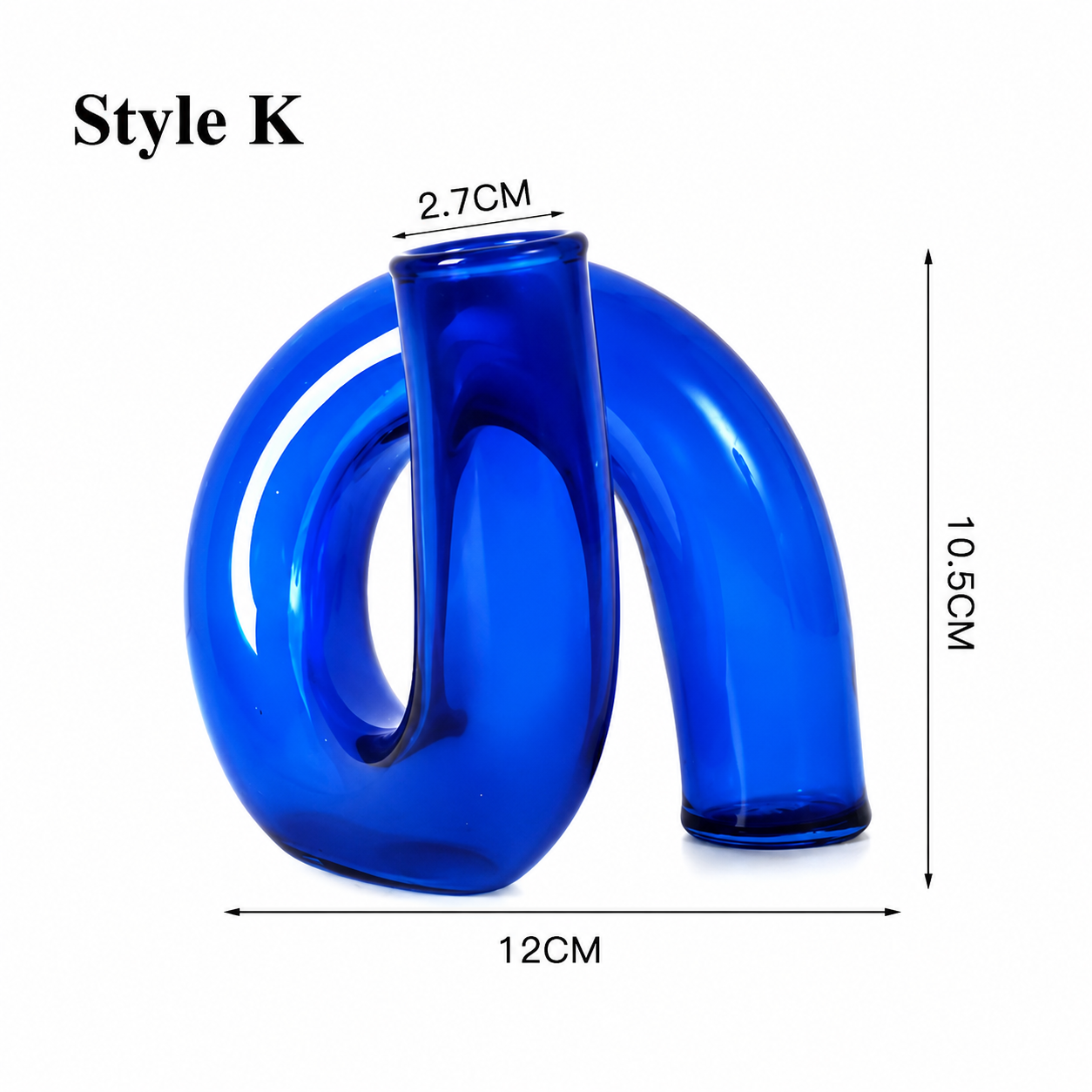 Blue Glass Candlestick Holder / Vase - Modern Candle Stand
