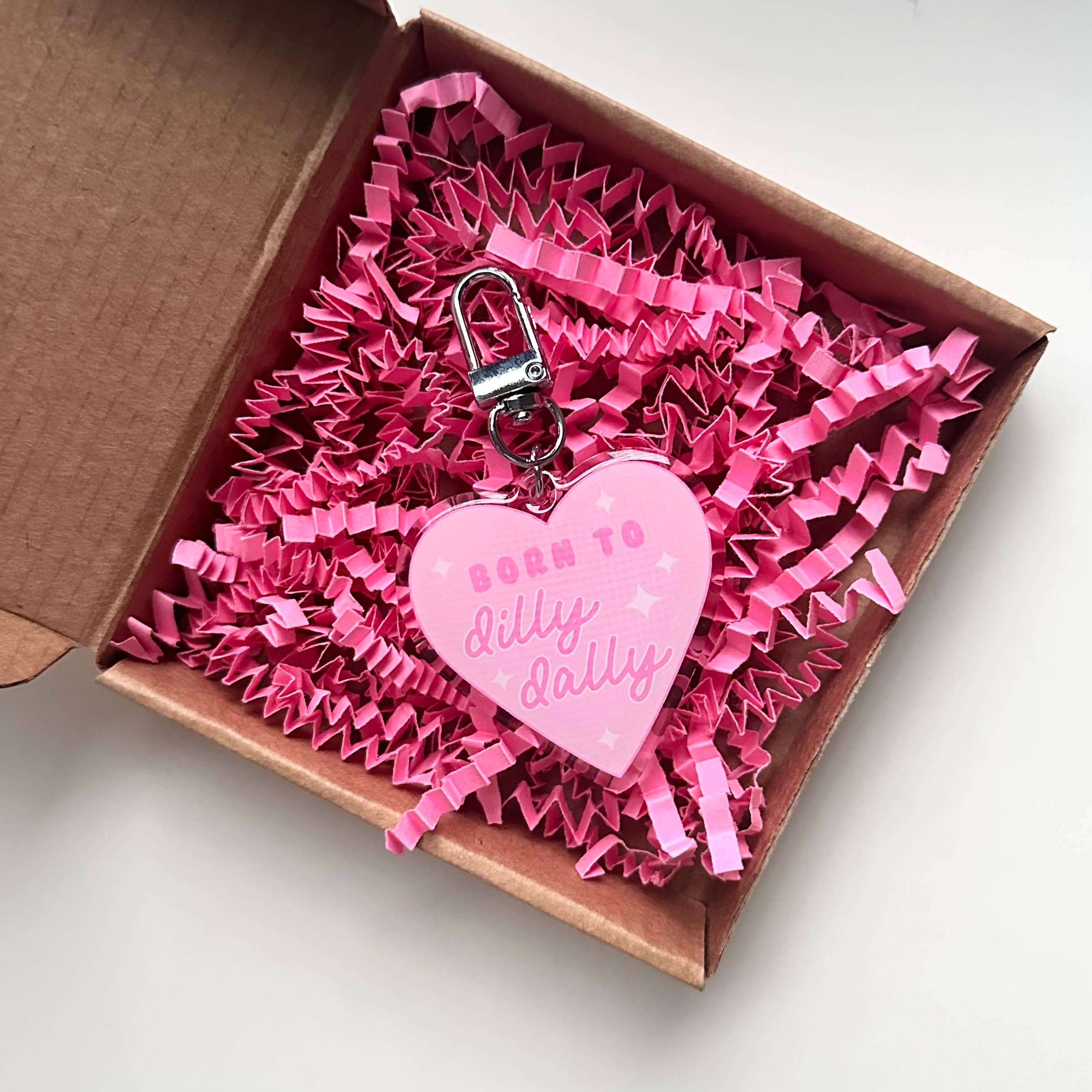 Born To Dilly Dally Keyring Funny Cute Pink Gift