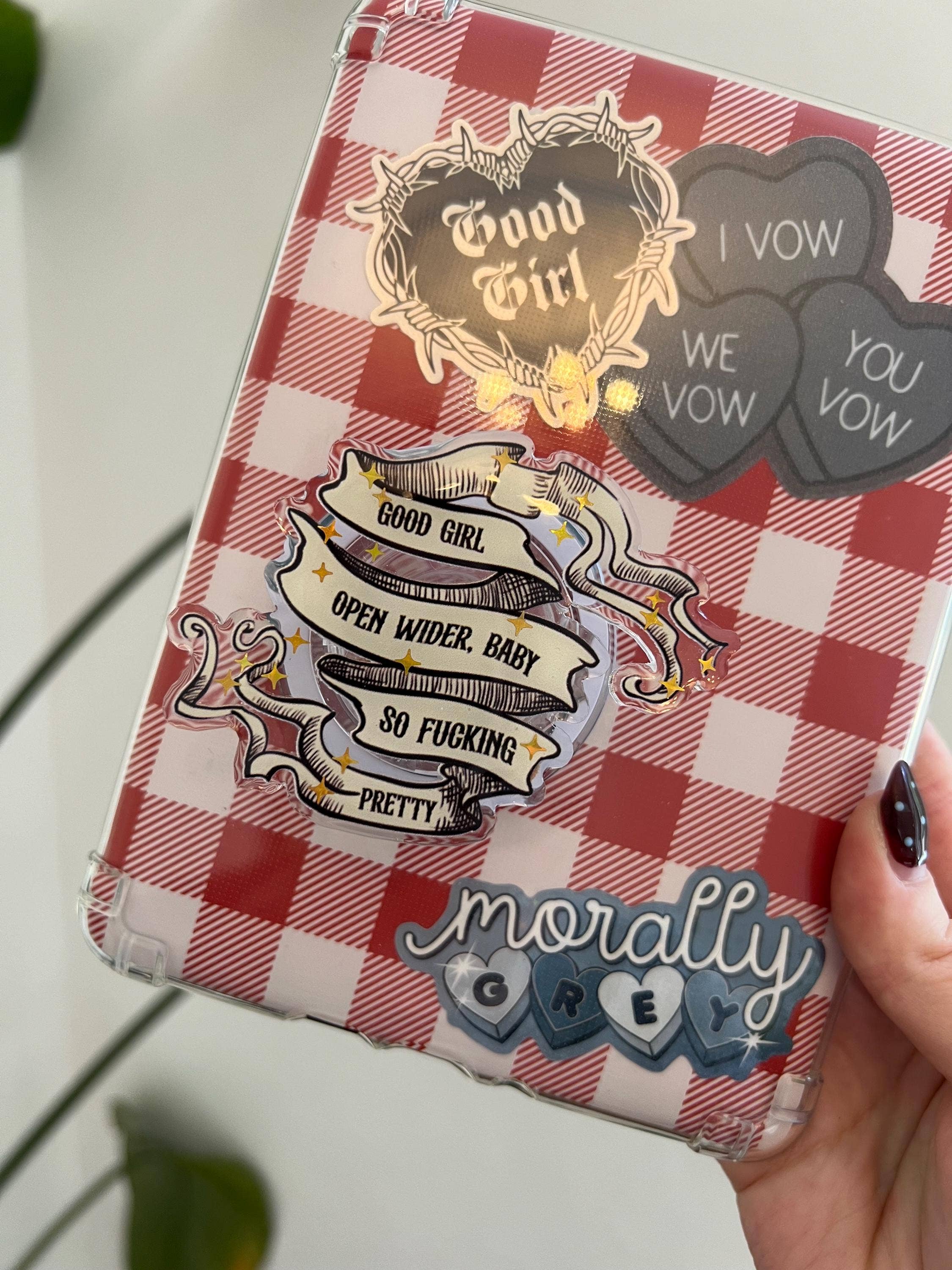 "Good Girl" Luxury Magnetic Kindle Grip & Phone holder