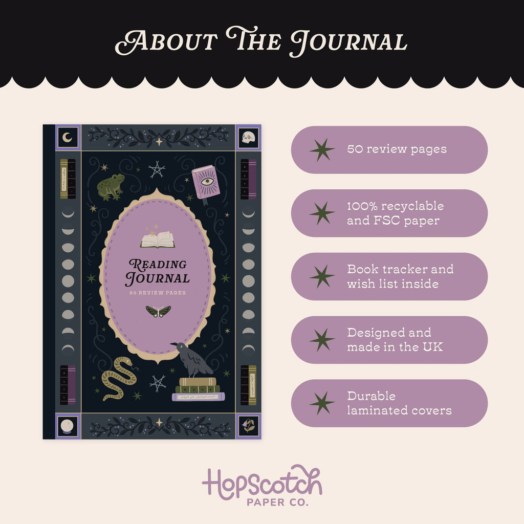 Whimsy Witch Reading Journal – 50 Book Review Notebook