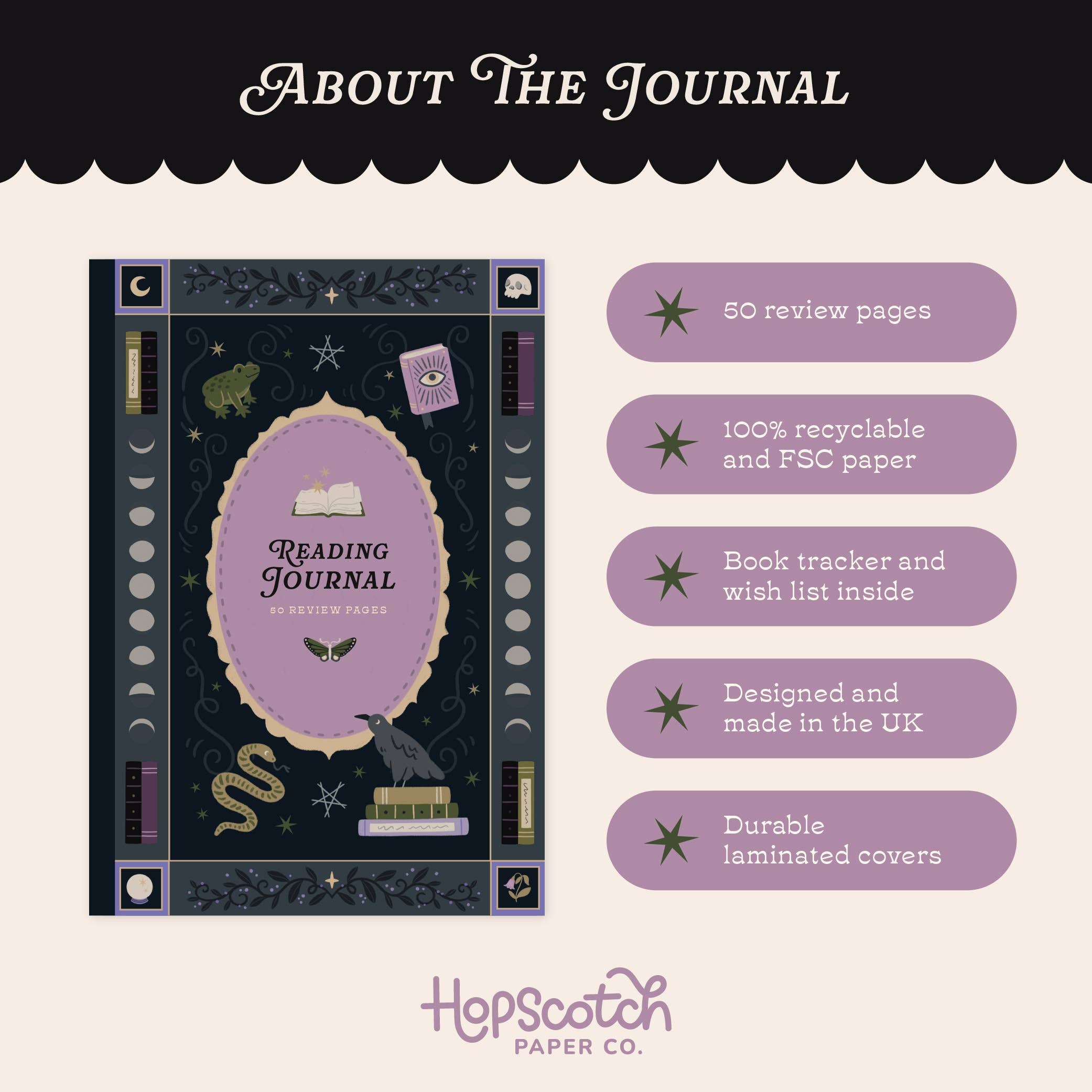 Whimsy Witch Reading Journal – 50 Book Review Notebook