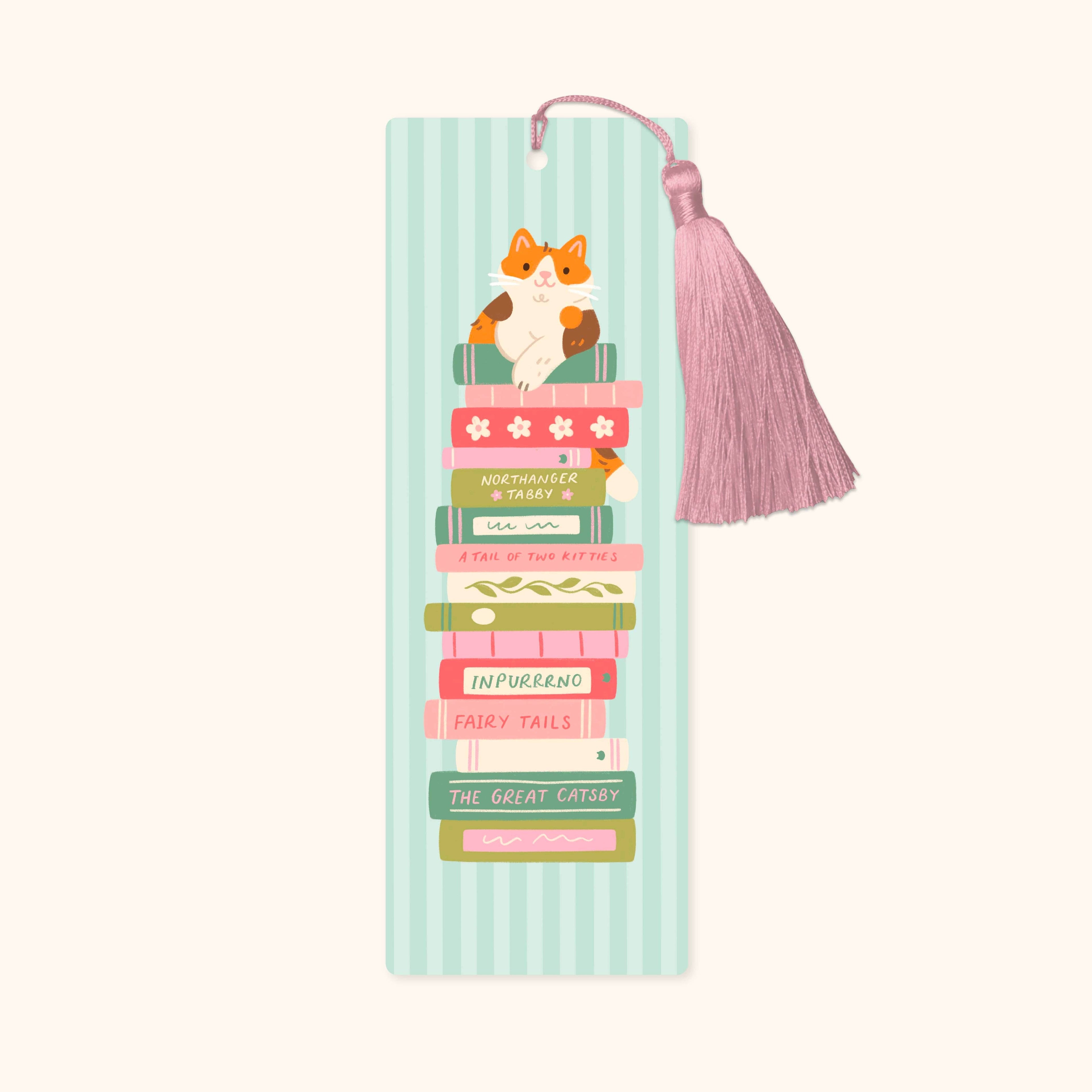 Cat Book Stack Bookmark with Tassel