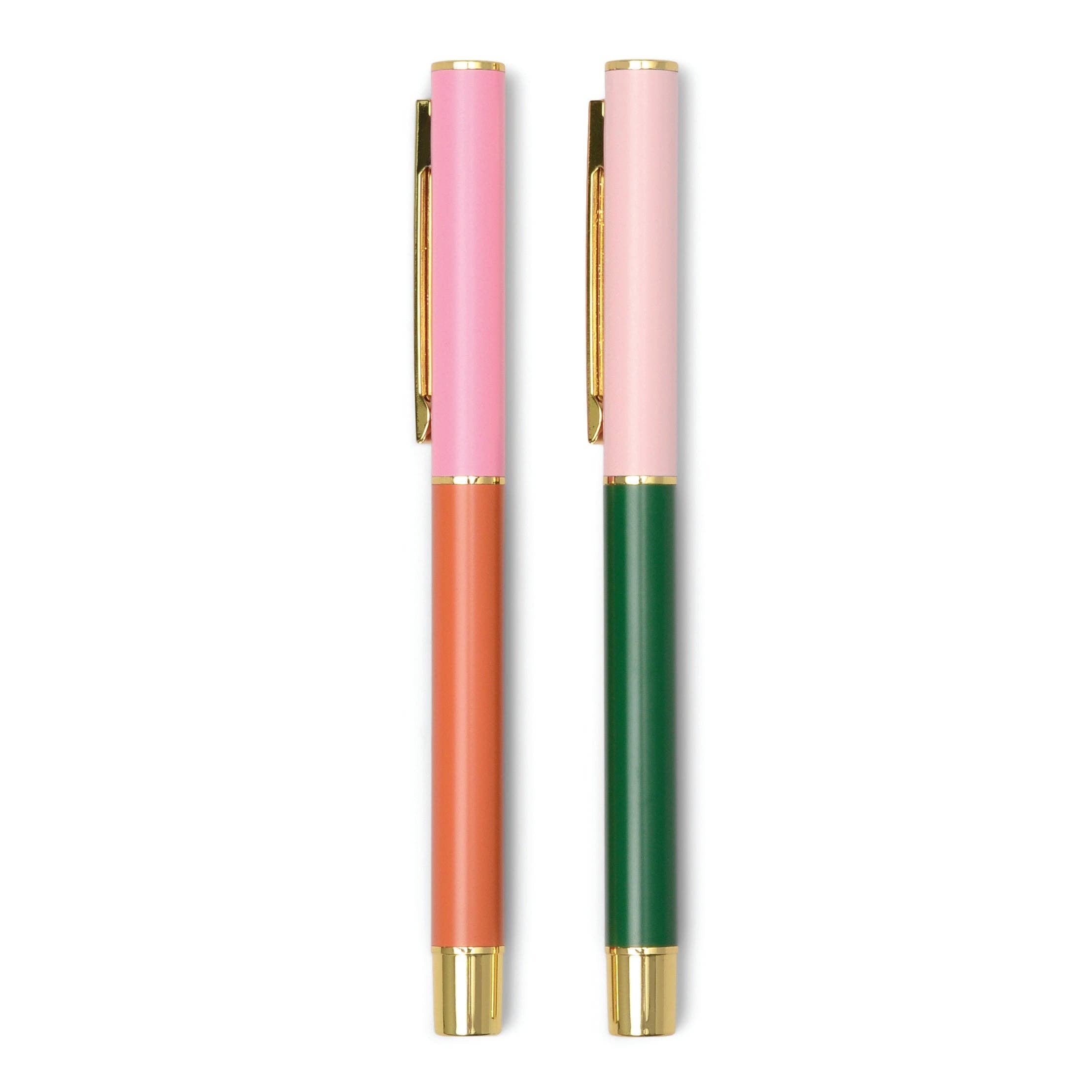 Colourblock Pens Red Orange & Emerald (set of 2)