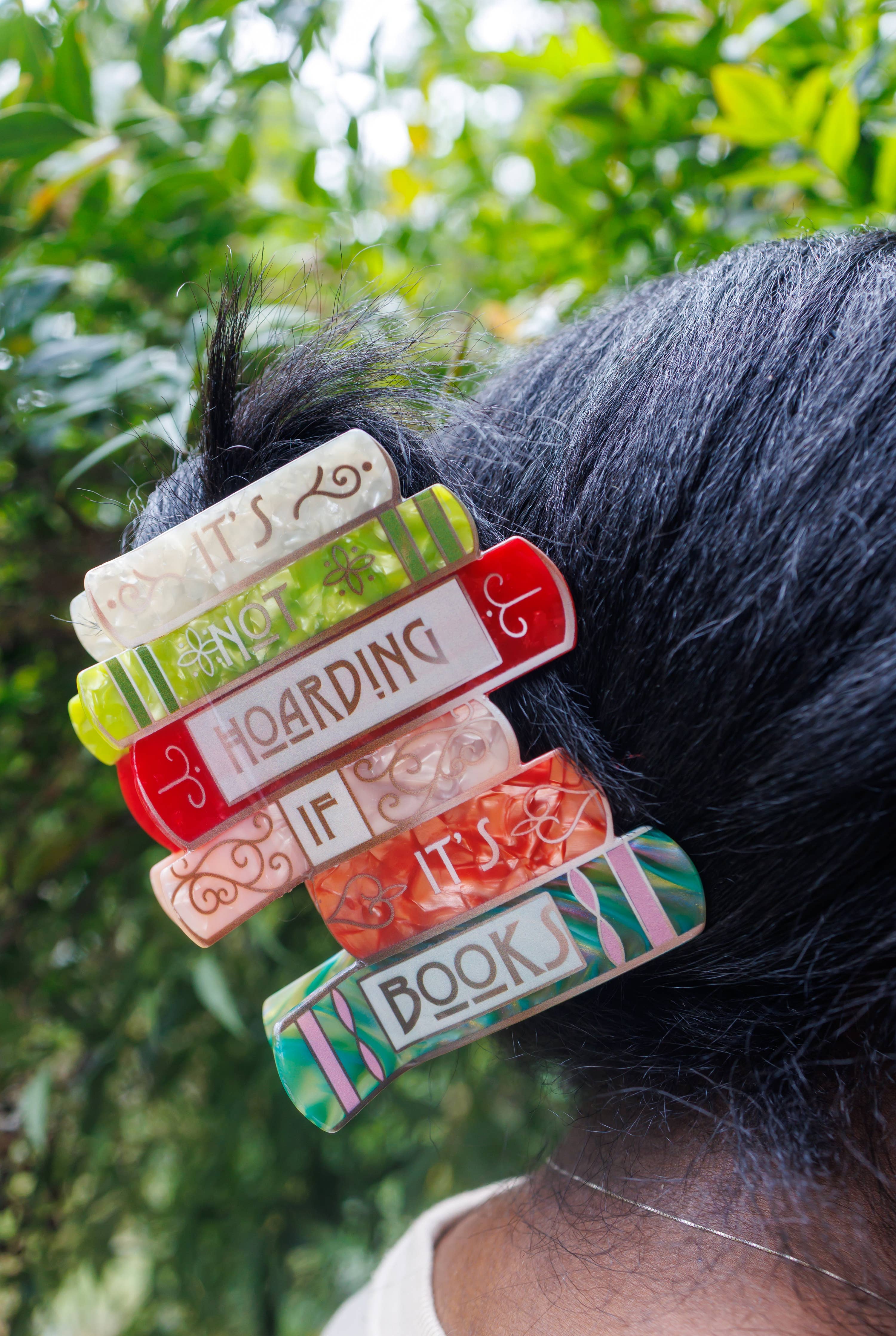 Pin Story "It’s Not Hoarding If It’s Books" - Bookish Hair Clip