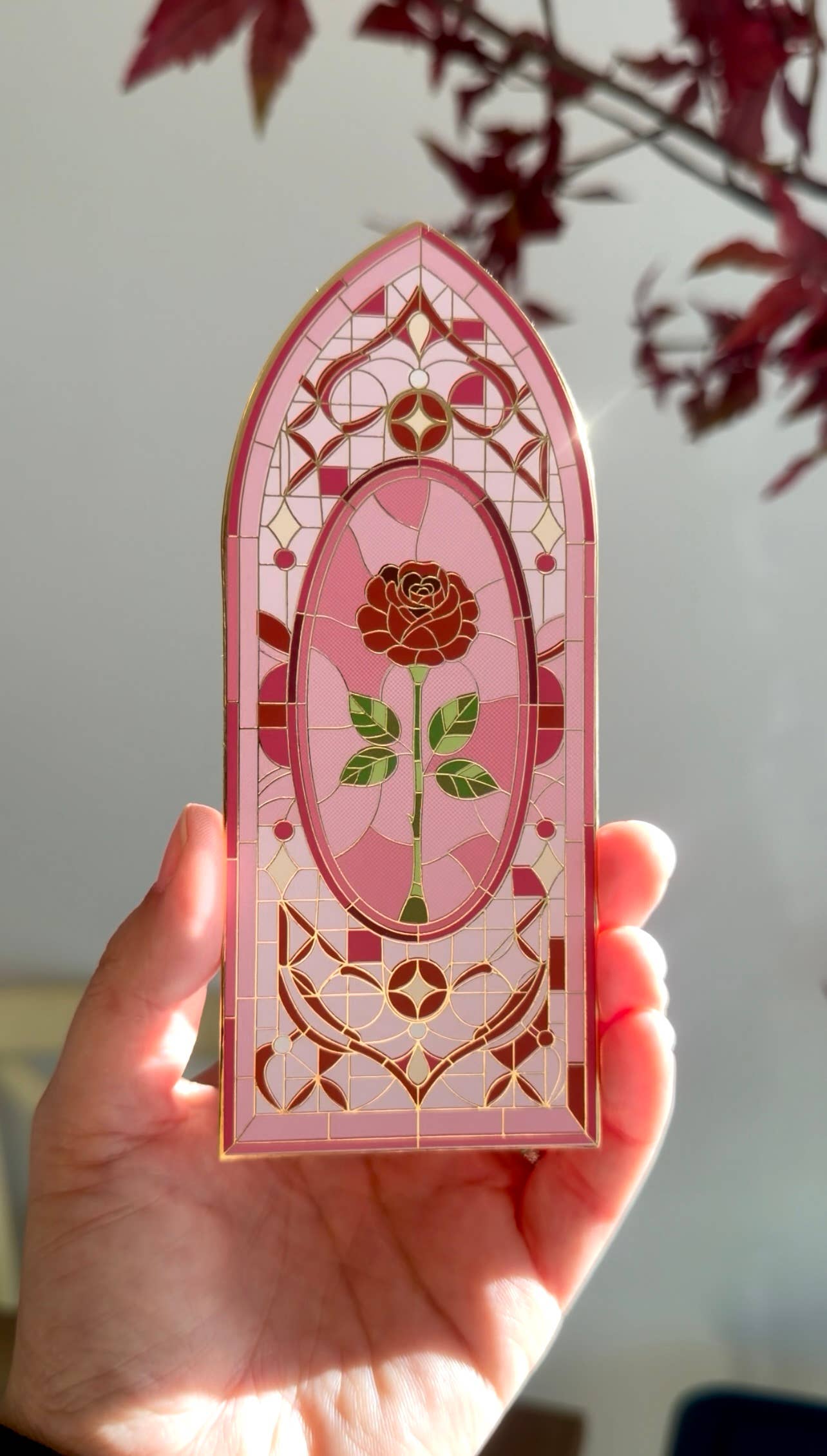 The Bookish Atelier - Stained Glass Rose Bookmark