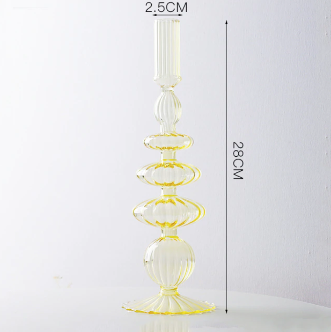 Lace Glass Taper Candle Holder – Colorful Candlestick