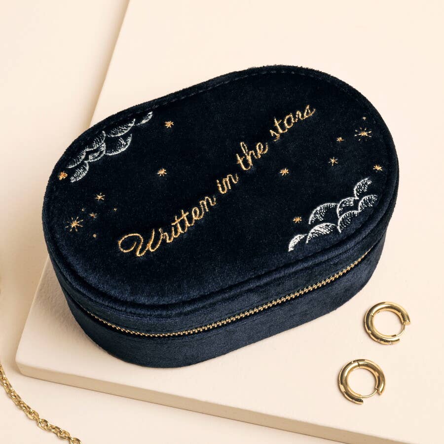 Written In The Stars Velvet Oval Jewellery Case box
