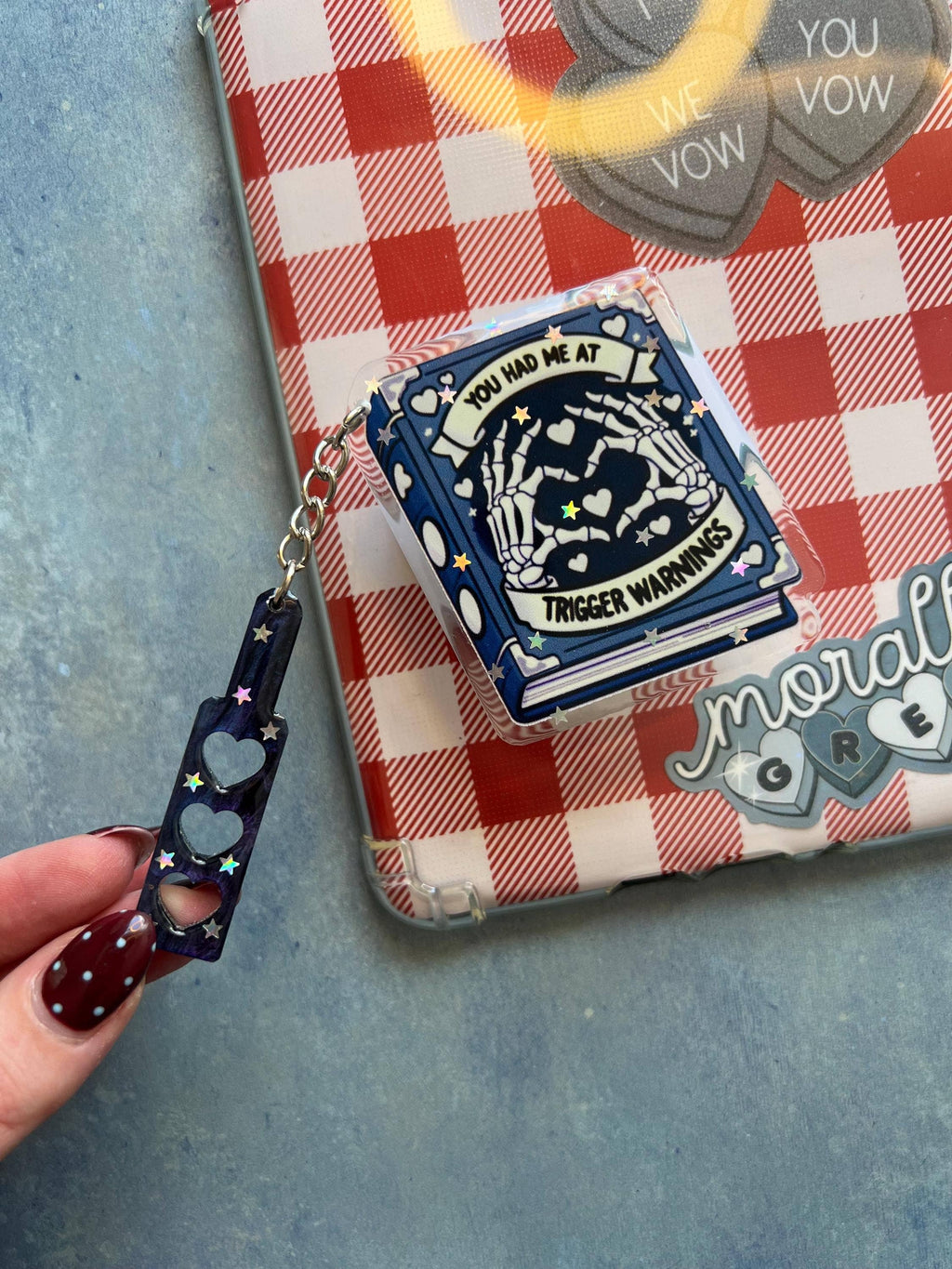 "Trigger Warnings" Luxury Magnetic Kindle Grip & Phone holder