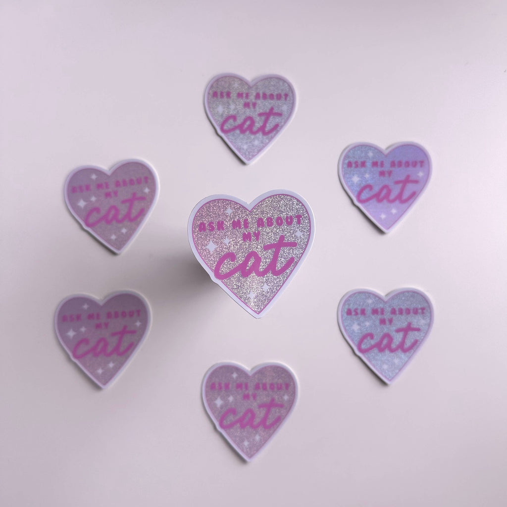 Holographic Sticker | Glitter Pink Dog Cat Pet Parent Cute