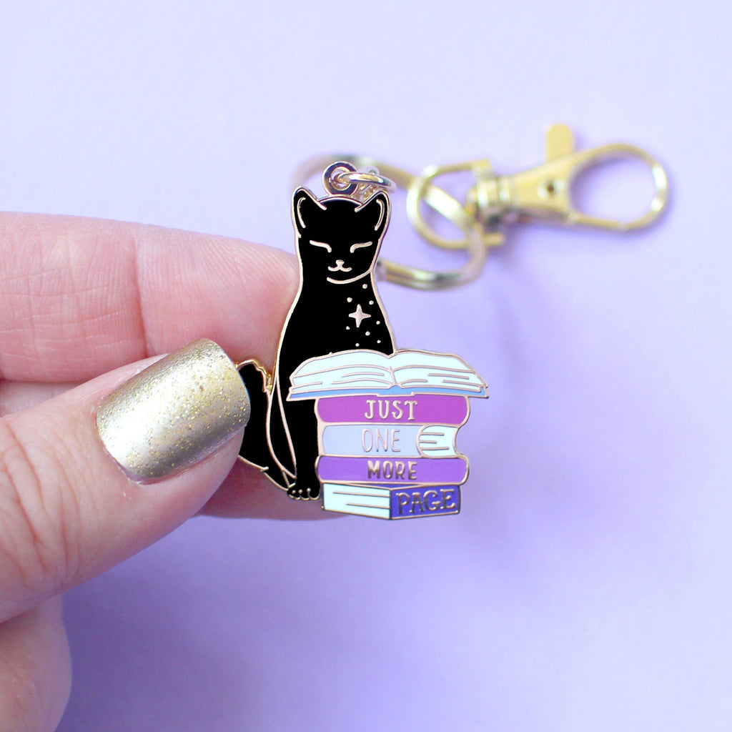 Glitter Punk - Just One More Page cat Key Chain