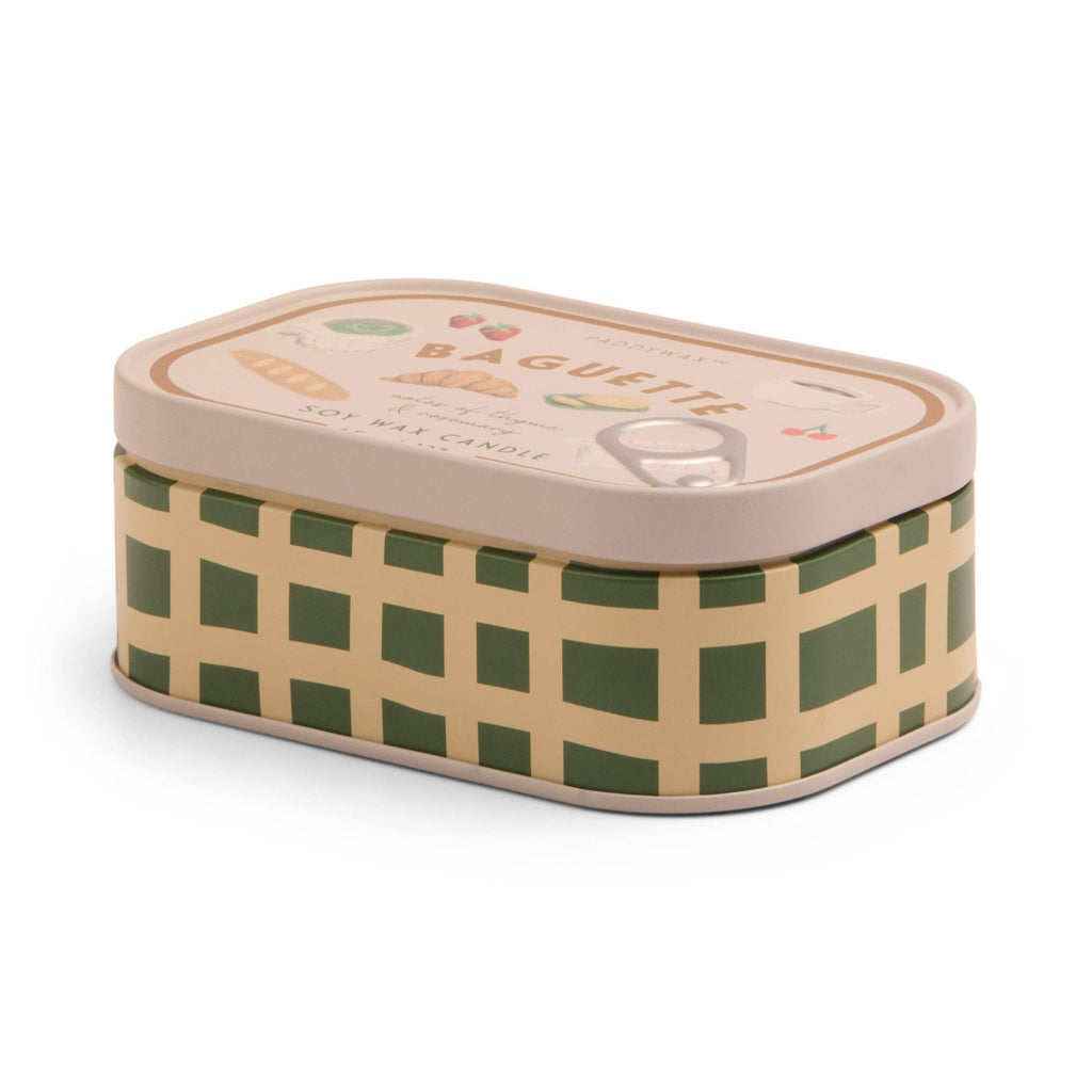 Paddywax Bistro 4.5oz/127g French Baguette Printed Tin Candle - Rosemary Thyme