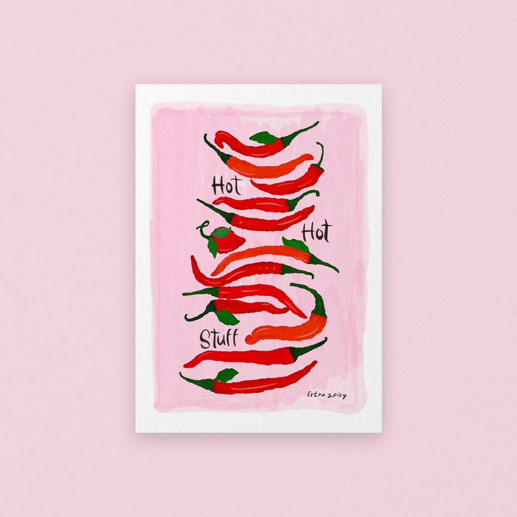 Pink HOT HOT Stuff Chilli Giclée Art Print