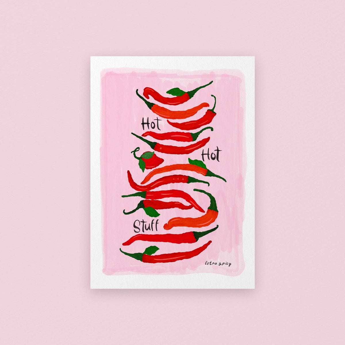 Pink HOT HOT Stuff Chilli Giclée Art Print