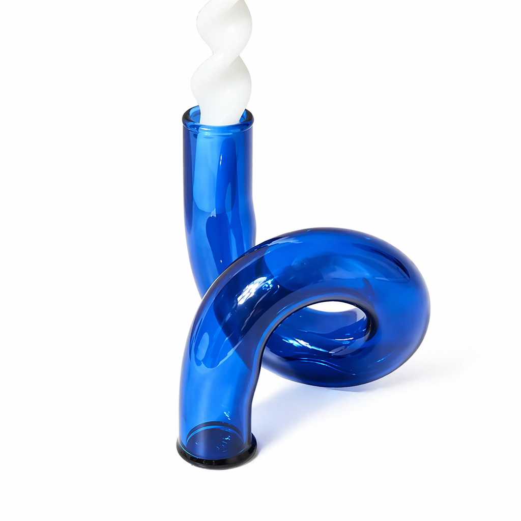 Twist Glass Candlestick Holder / Flower Vase