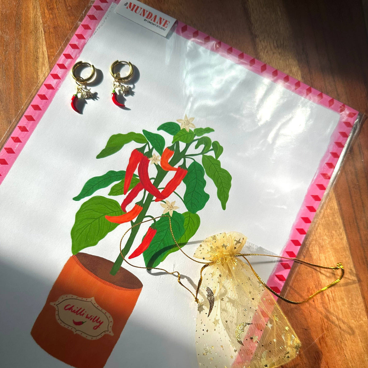 🔥 HOTTT Chilli 🌶️ & Sparkle ✨ Detachable Enamel Charm Hoop Earrings
