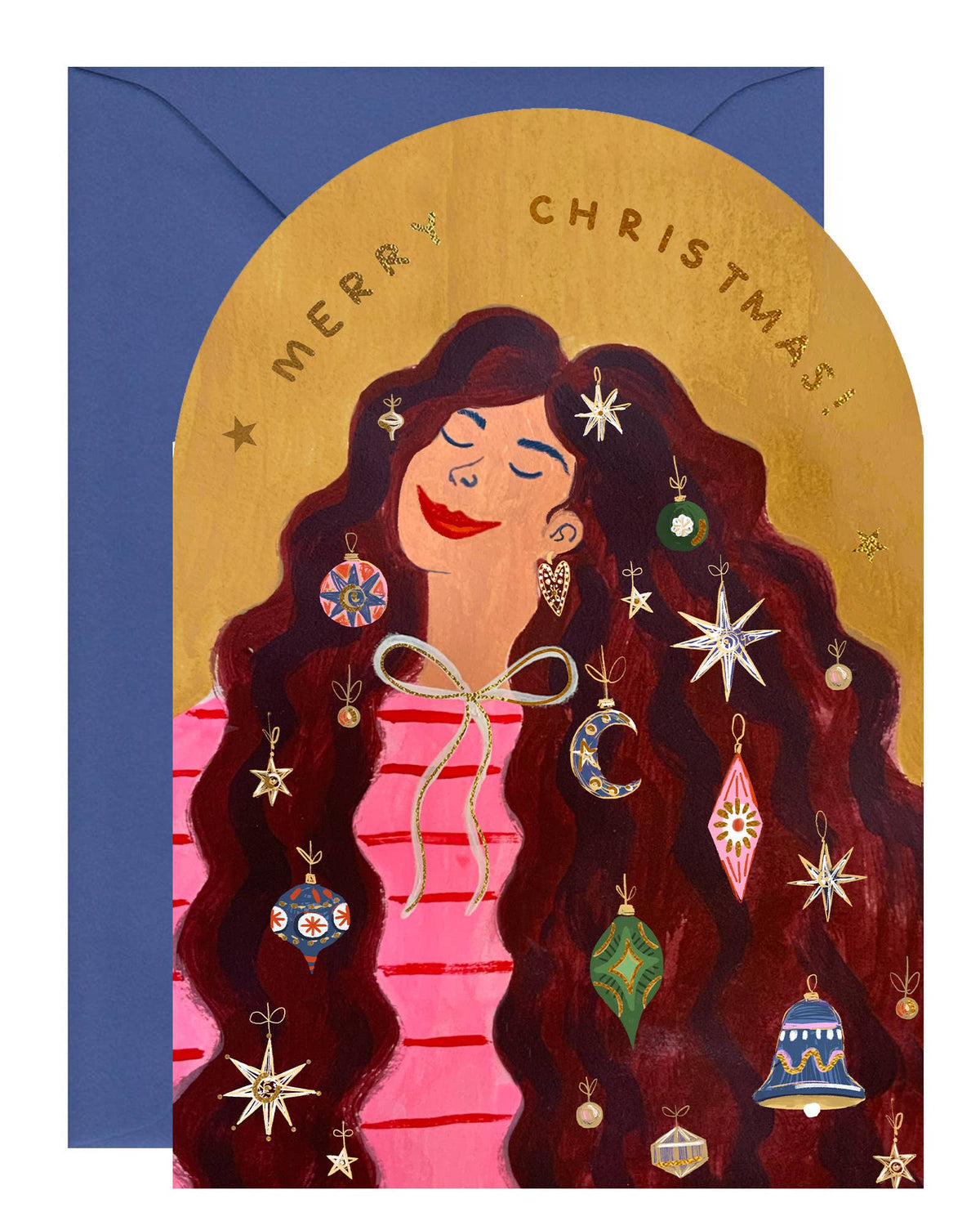 Bauble Hair Christmas Card