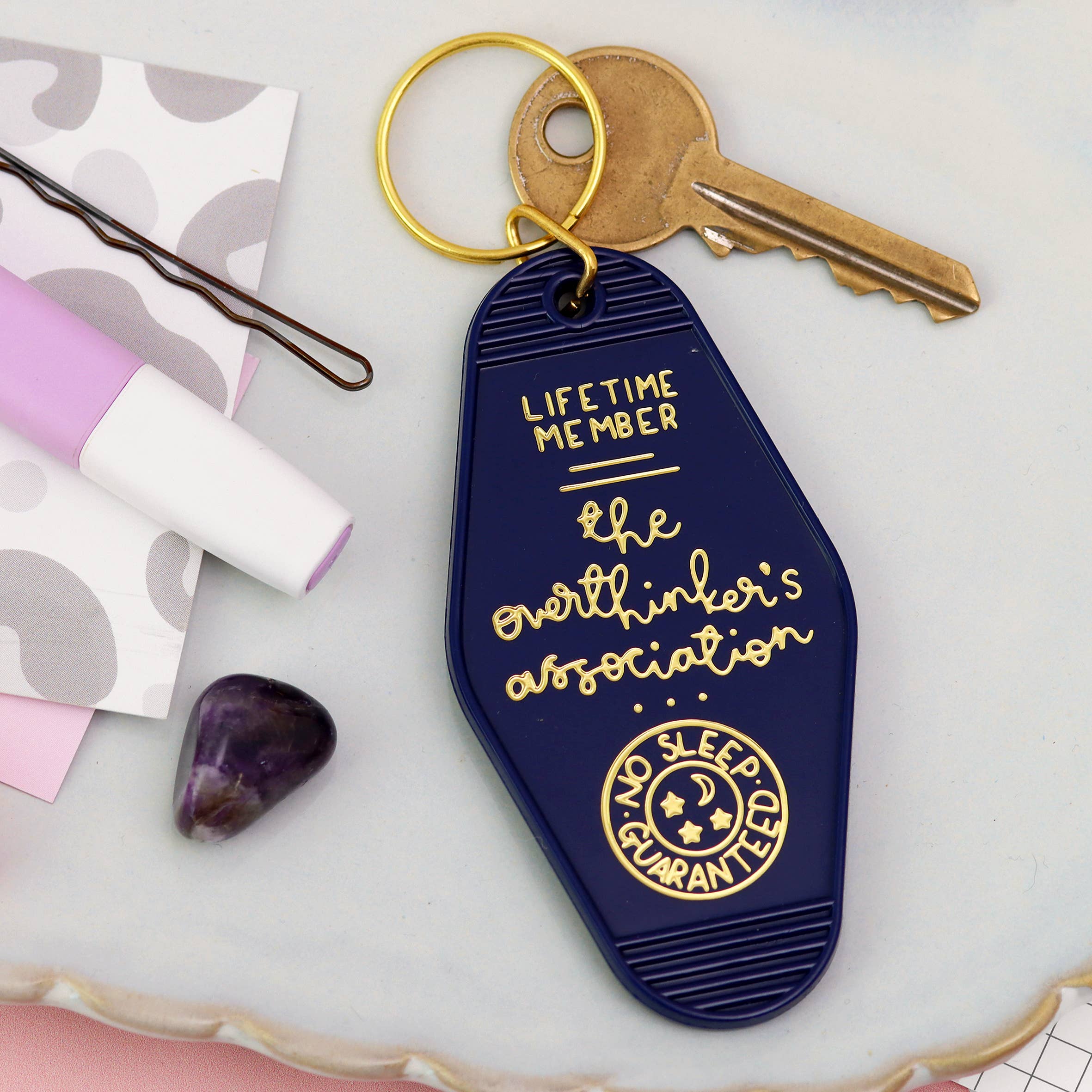 Laura Oh - the overthinker's association keyring (navy blue)