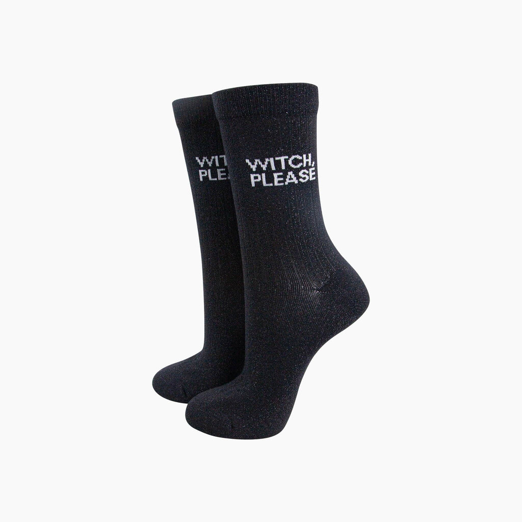 Witch Please Combed Cotton Glitter Socks in Black