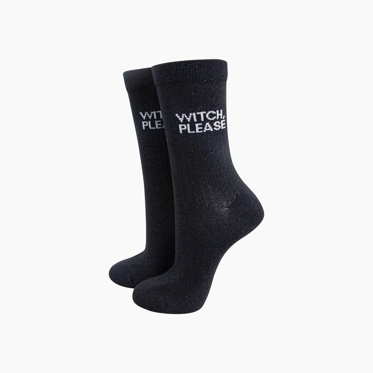 Witch Please Combed Cotton Glitter Socks in Black