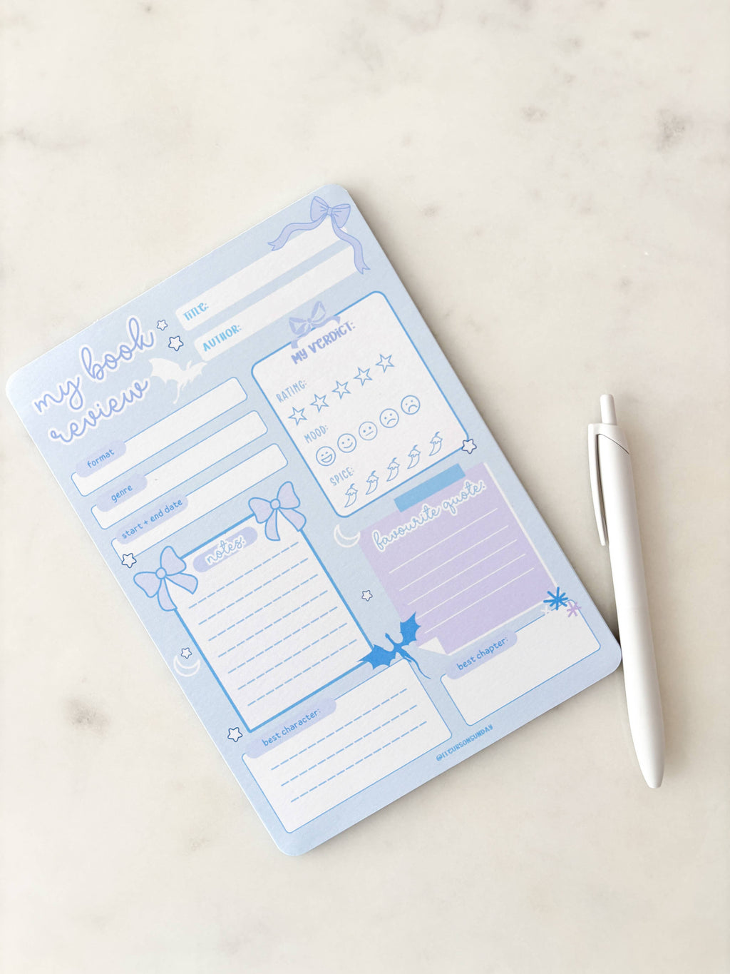 Fleurs on Sunday - Fantasy Dragons A5 Book Review Notepad
