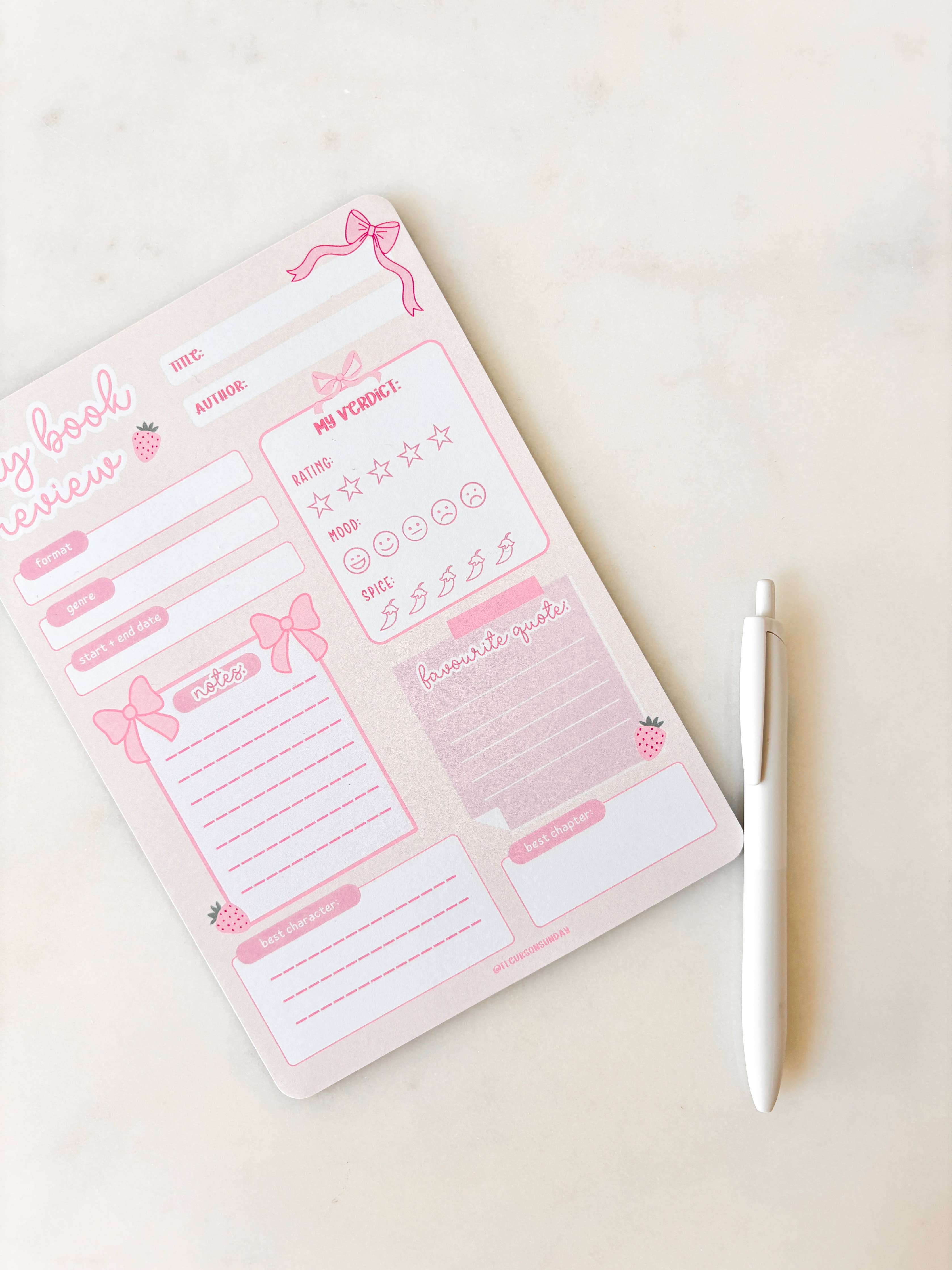 Cute Book Review Notepad | A5 Notepad