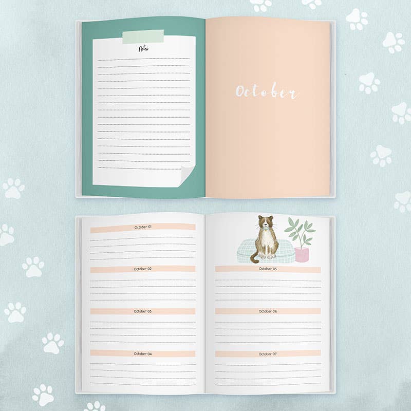Daily Planner | Cat Themed Undated Diary | Notebook | 2026