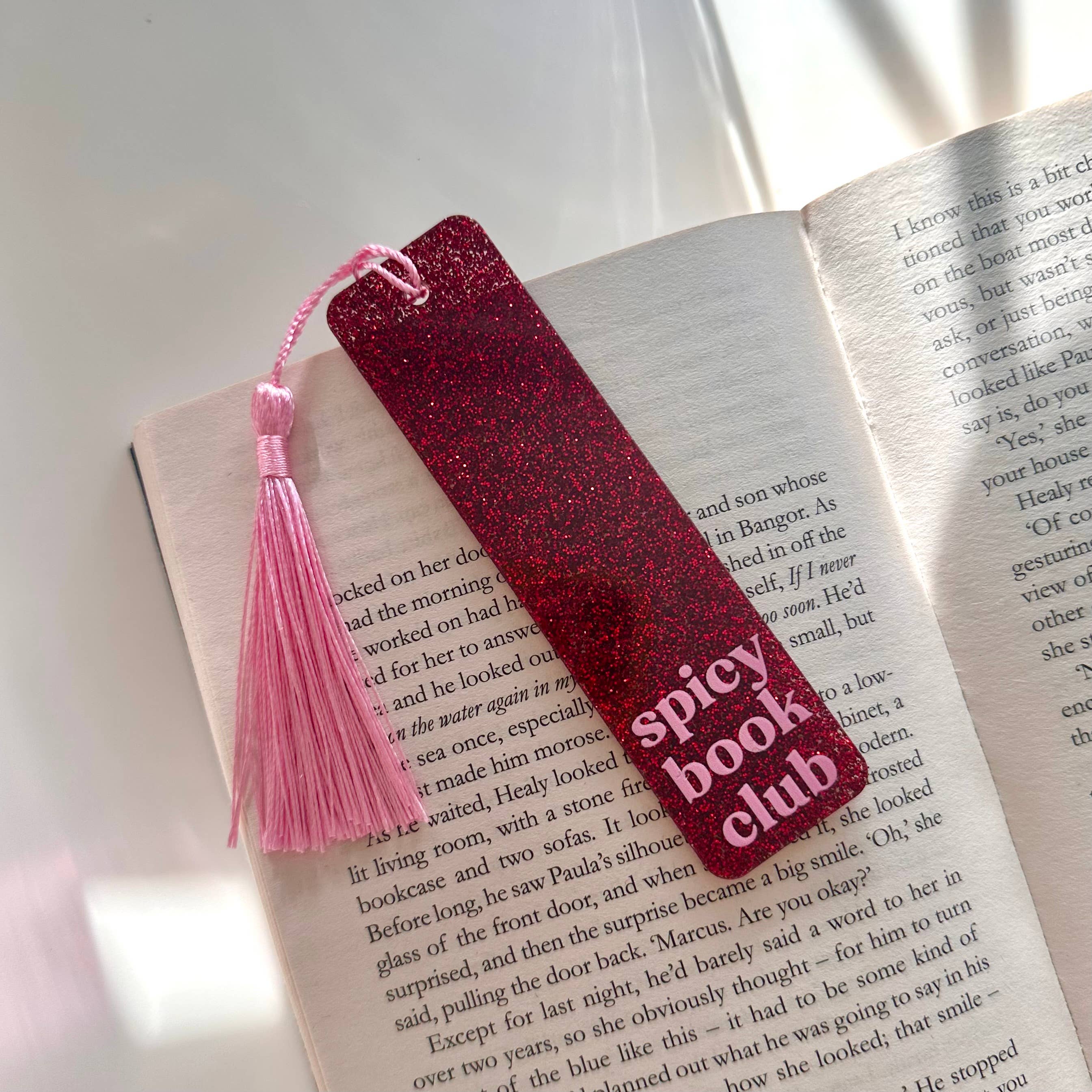 Spicy Book Club Acrylic Glitter Bookmark Romance Gift