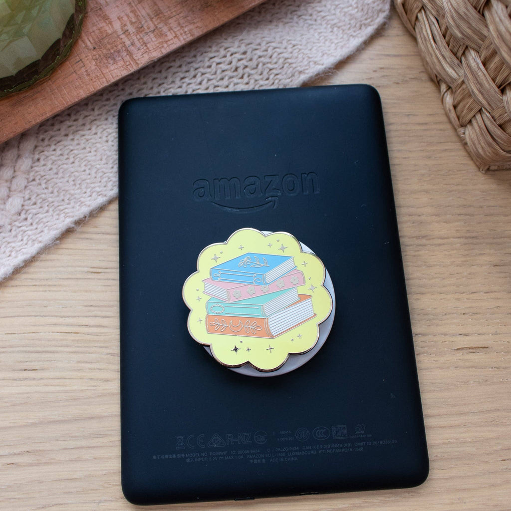 Bright Book Stack Phone/E-Reader Enamel Grip
