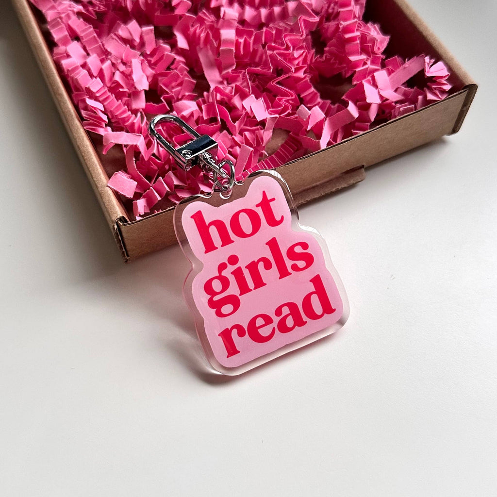 Hot Girls Read Keyring Bookworm Book Lover Pink Red Gift