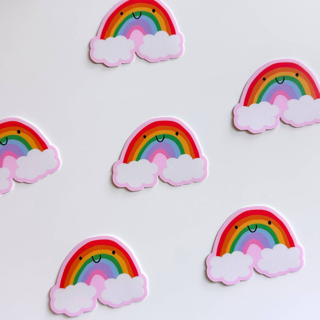 Matte Sticker | Smiley Rainbow Cute Happy Gift Pink