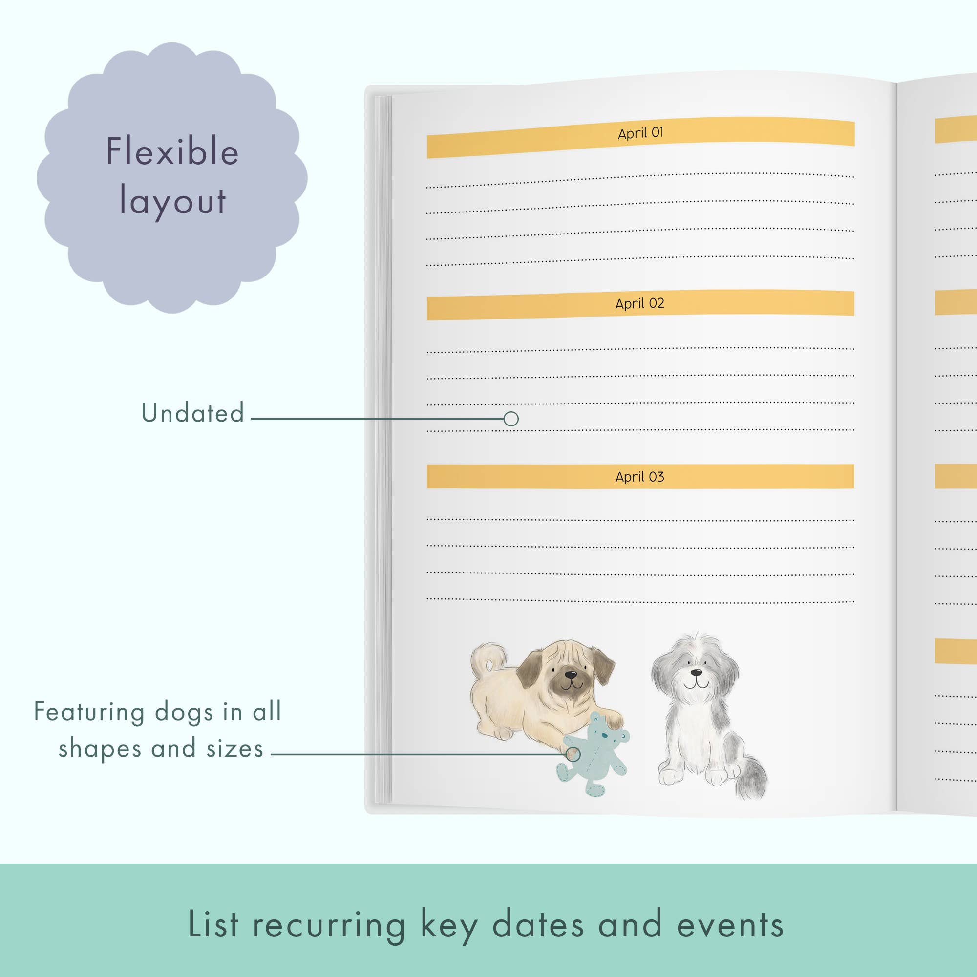 Daily Planner | Cat Themed Undated Diary | Notebook | 2026