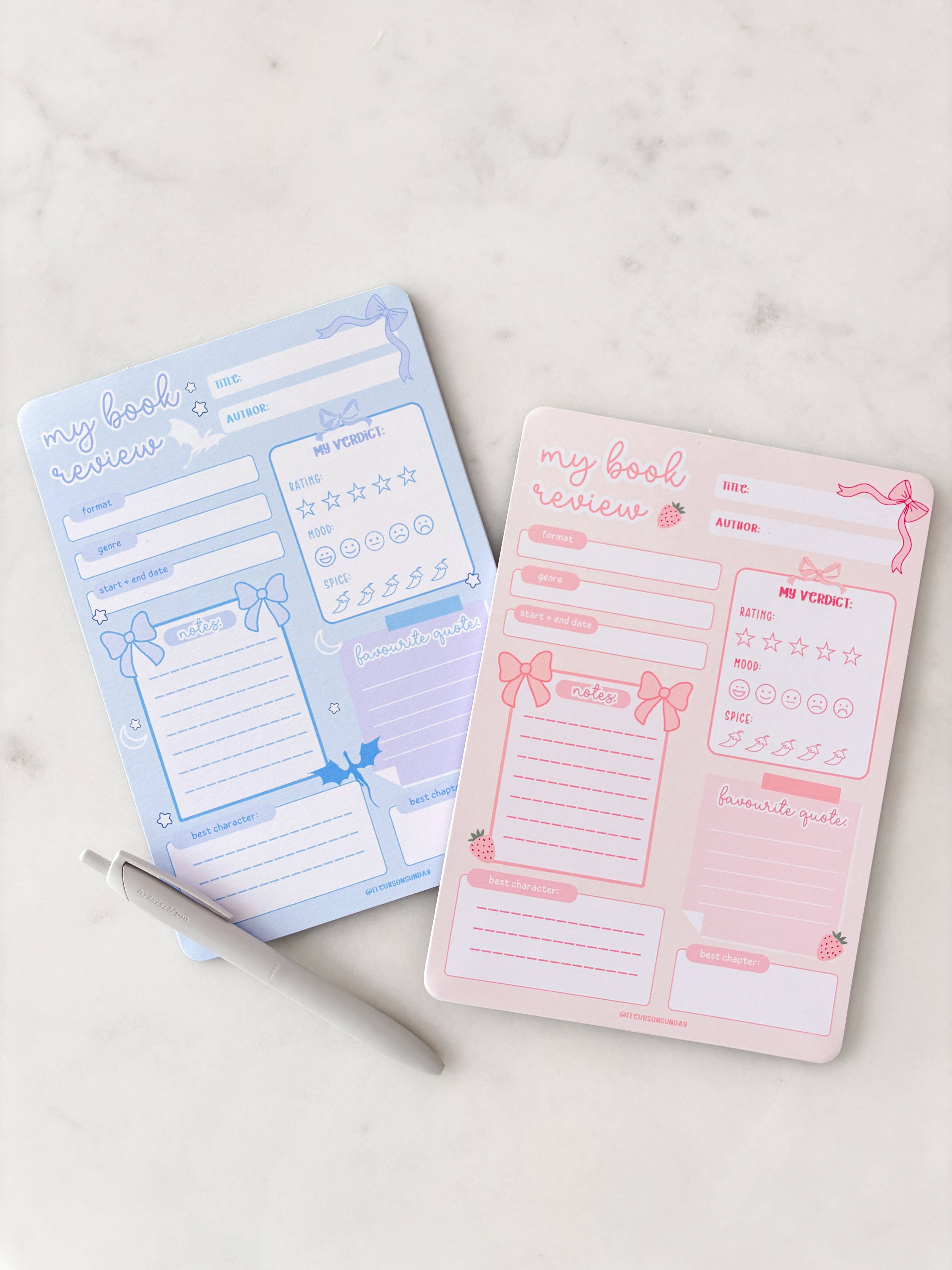 Fleurs on Sunday - Fantasy Dragons A5 Book Review Notepad