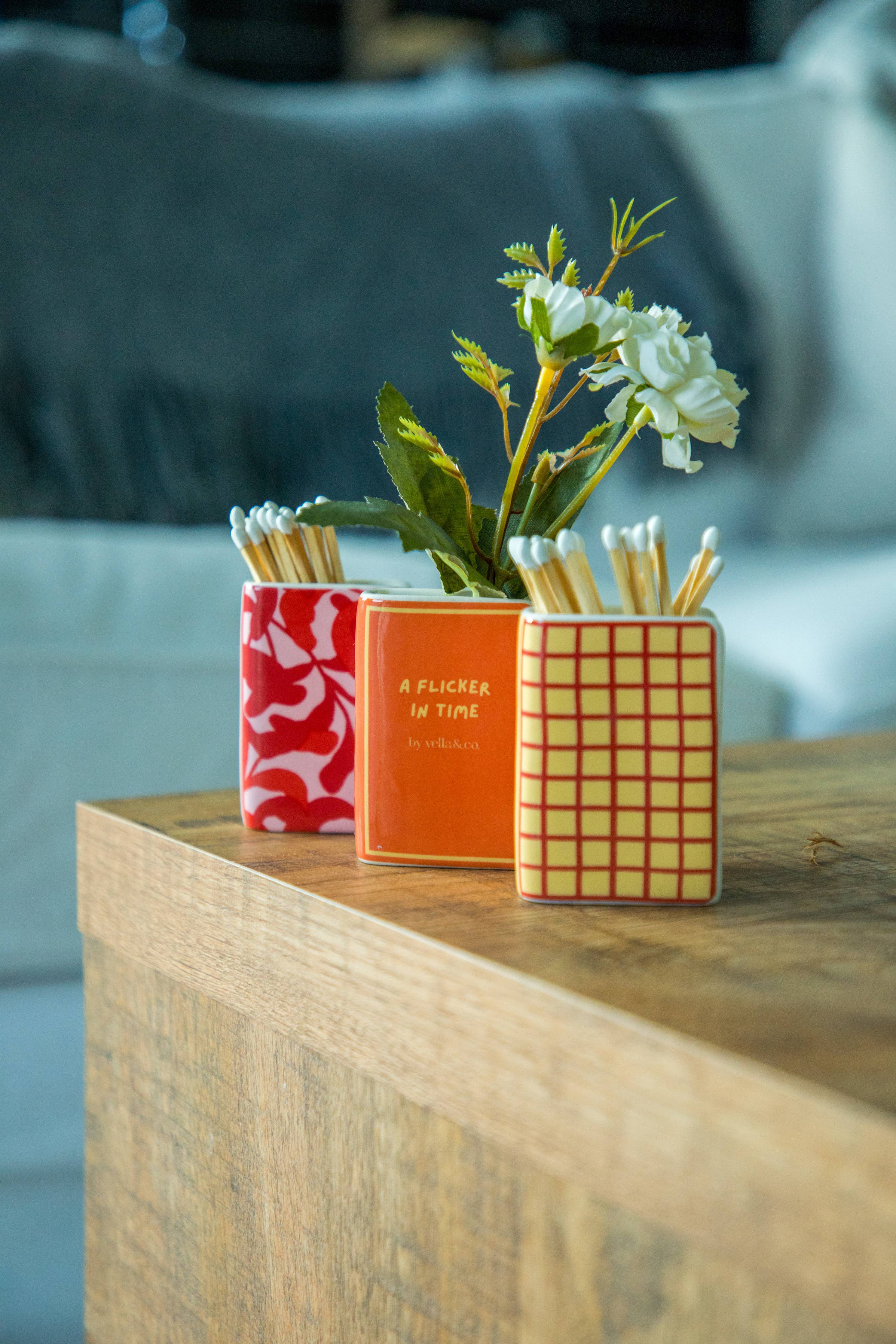 Ceramic Book-Shaped Match Holder & Bud Vase