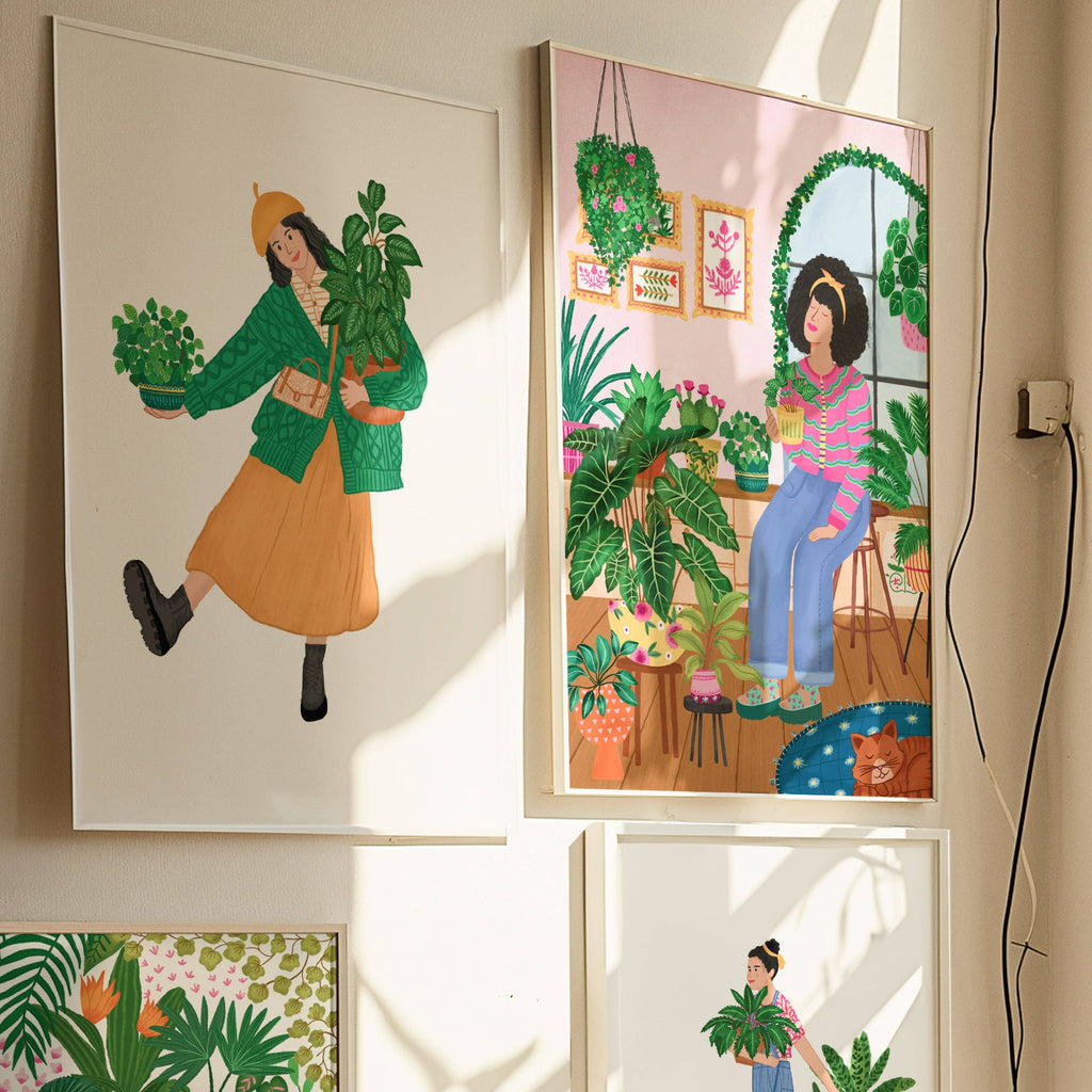 Cozy Coffee & Plants Giclée Art Print