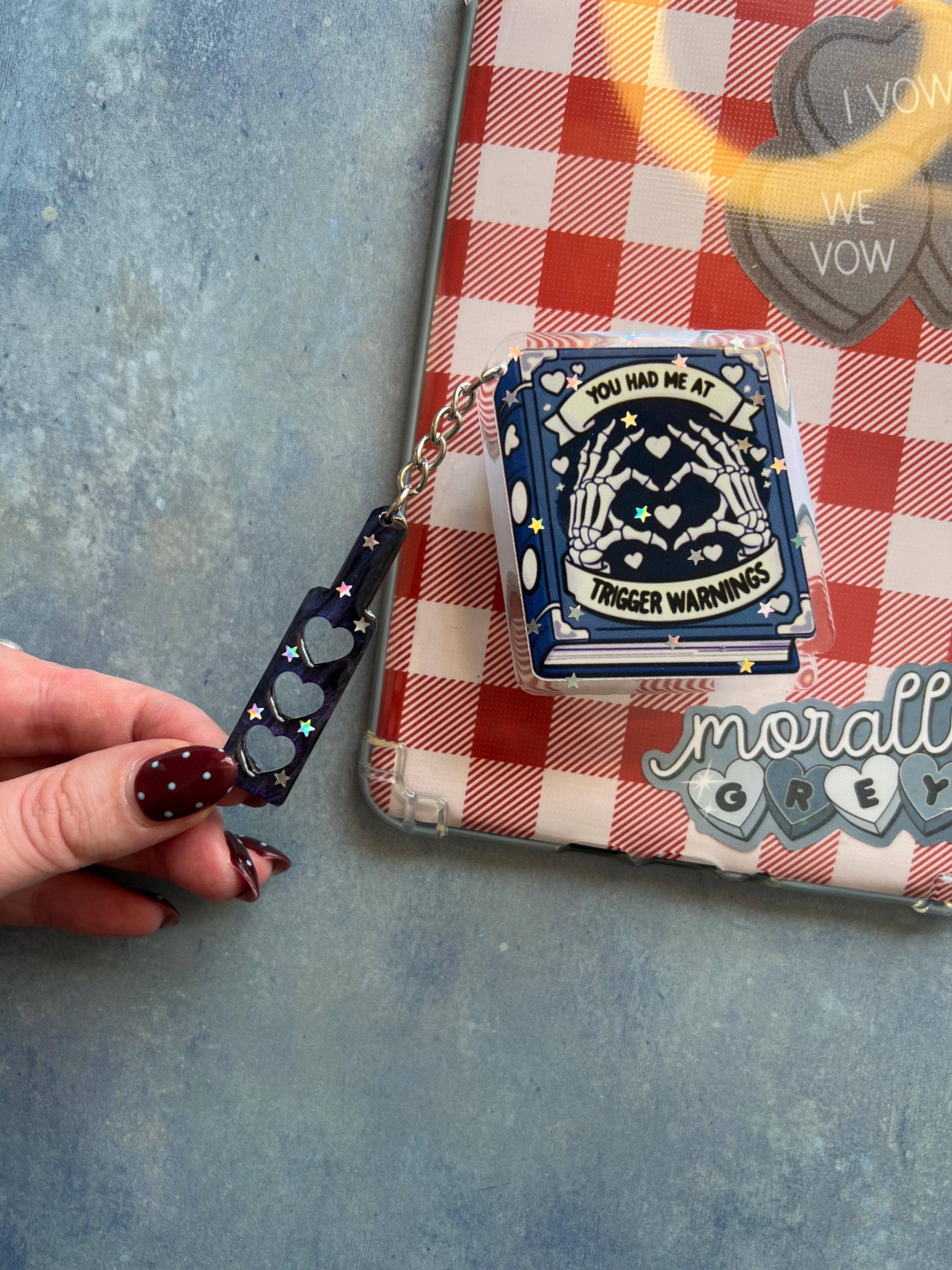 "Trigger Warnings" Luxury Magnetic Kindle Grip & Phone holder