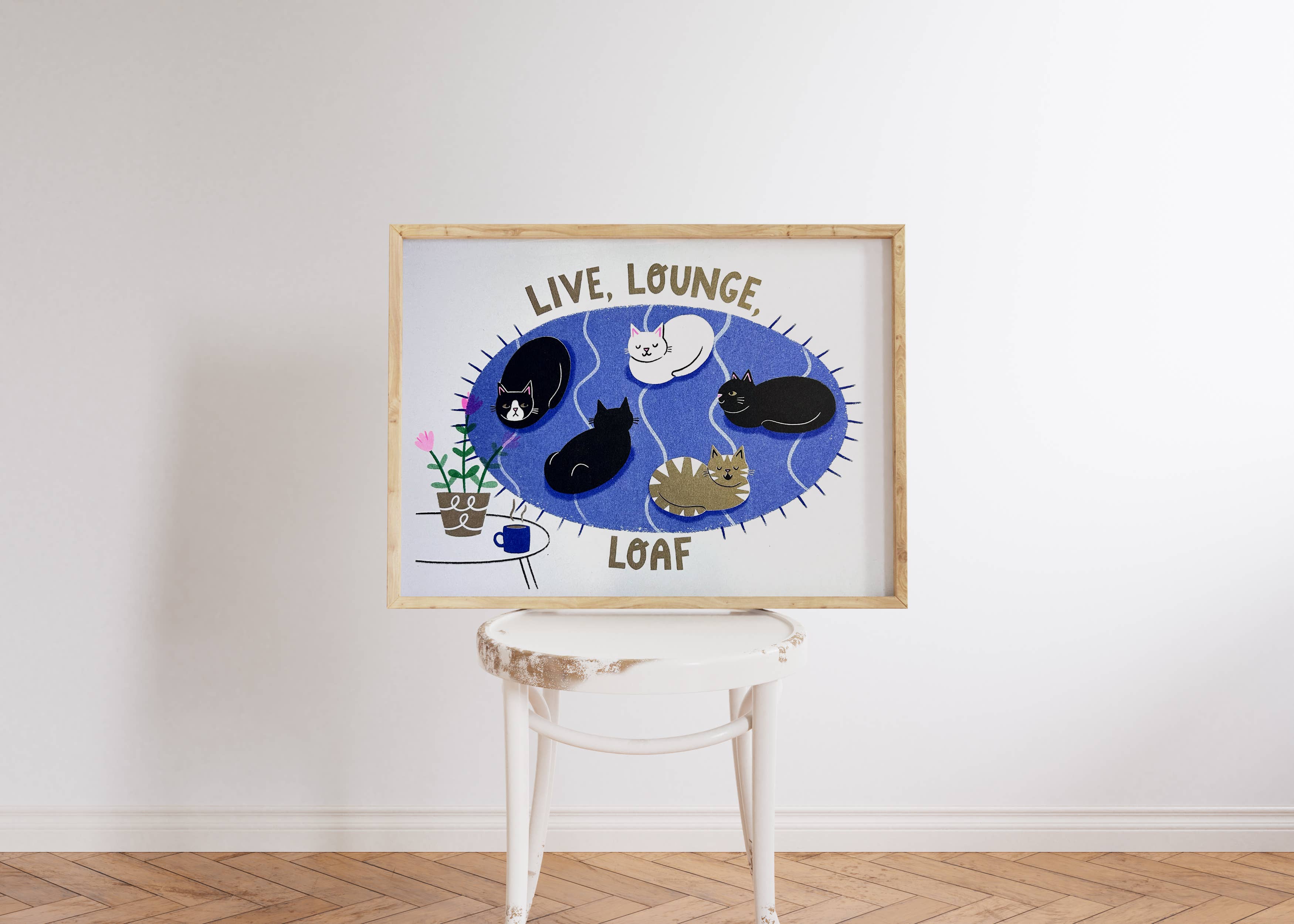 Nat Ellis Illustrations - Live, Lounge, Loaf Heavyweight Riso Print