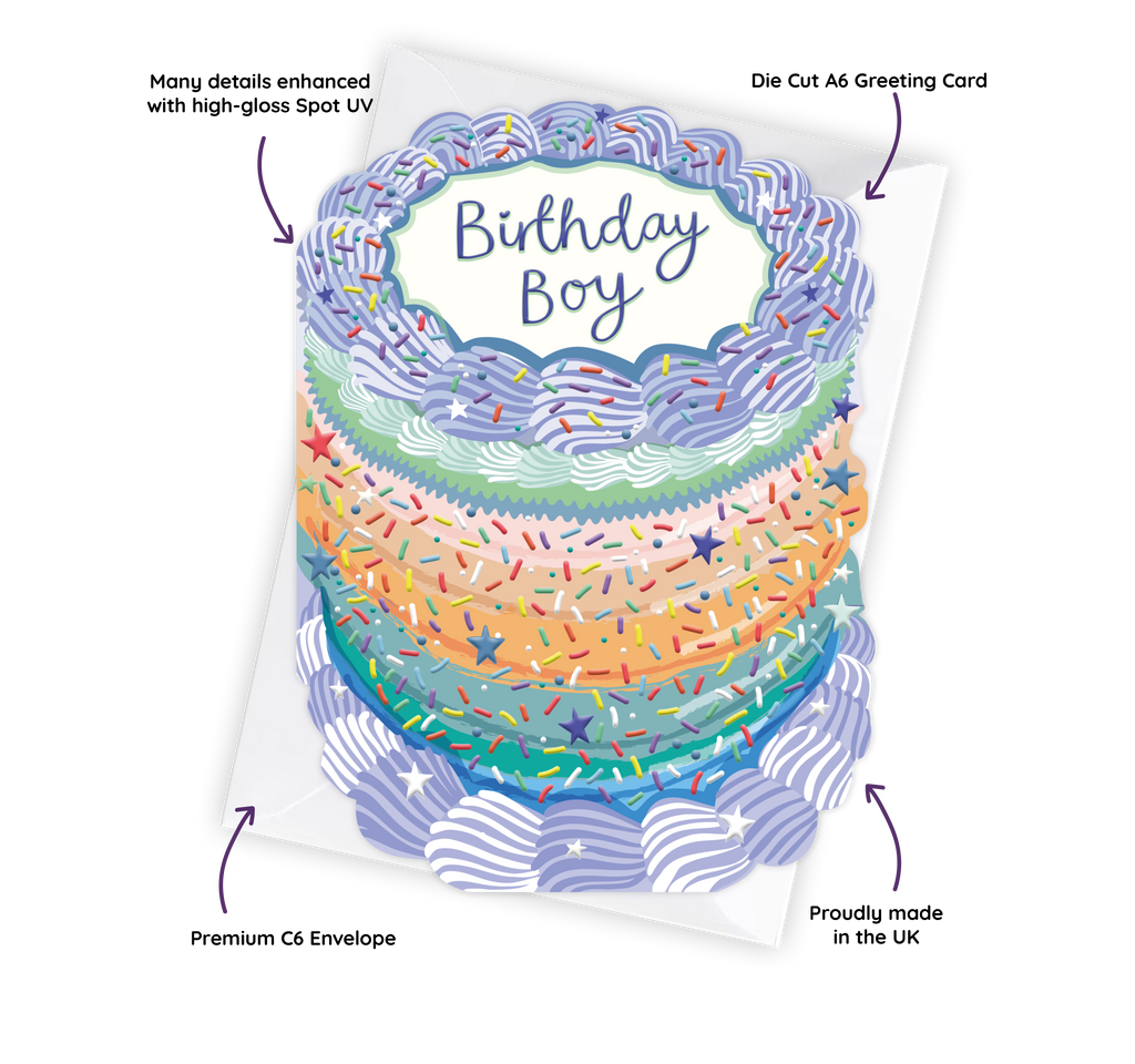 Birthday Boy - Birthday Cake Shaped Greeting Card