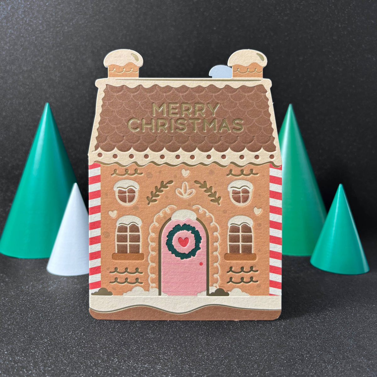Gingerbread House Die Cut Christmas Card