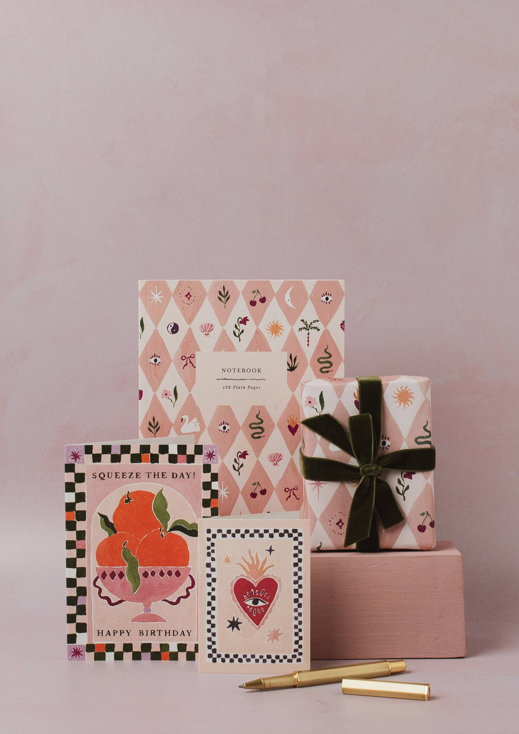 Blush Harlequin Gift Wrap | Feminine Wrapping Paper Sheets