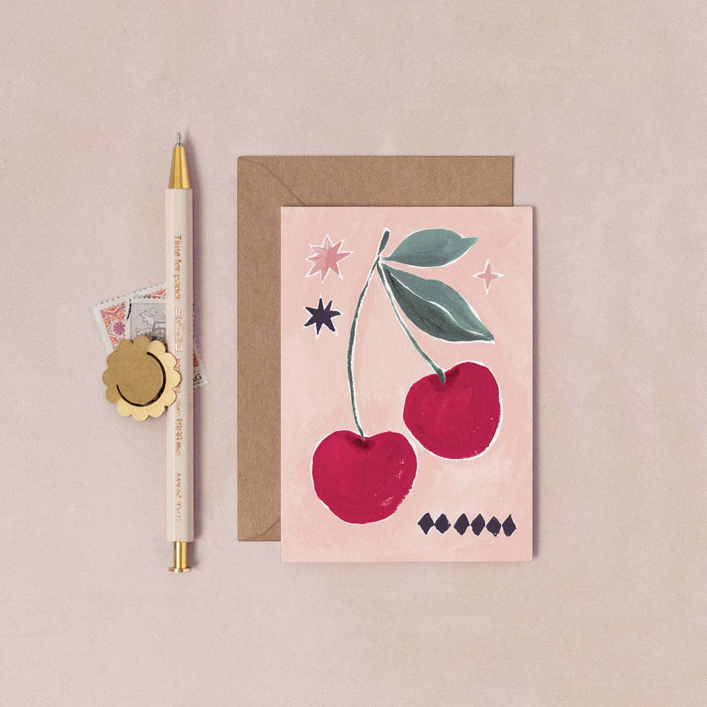 Cherries Mini Card | Petite Cherry Greetings Card | Birthday