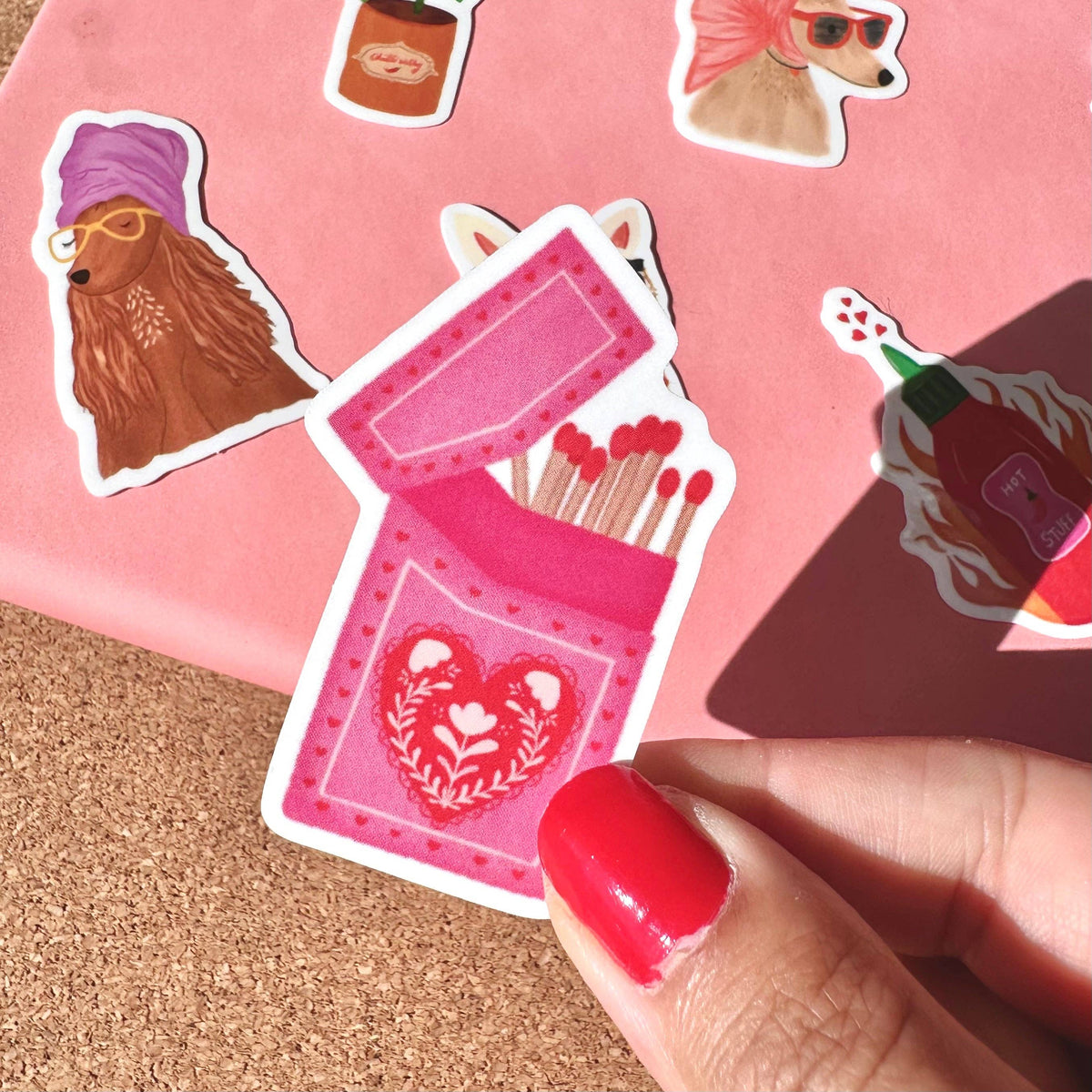 Pink Heart Matchbox Vinyl Sticker