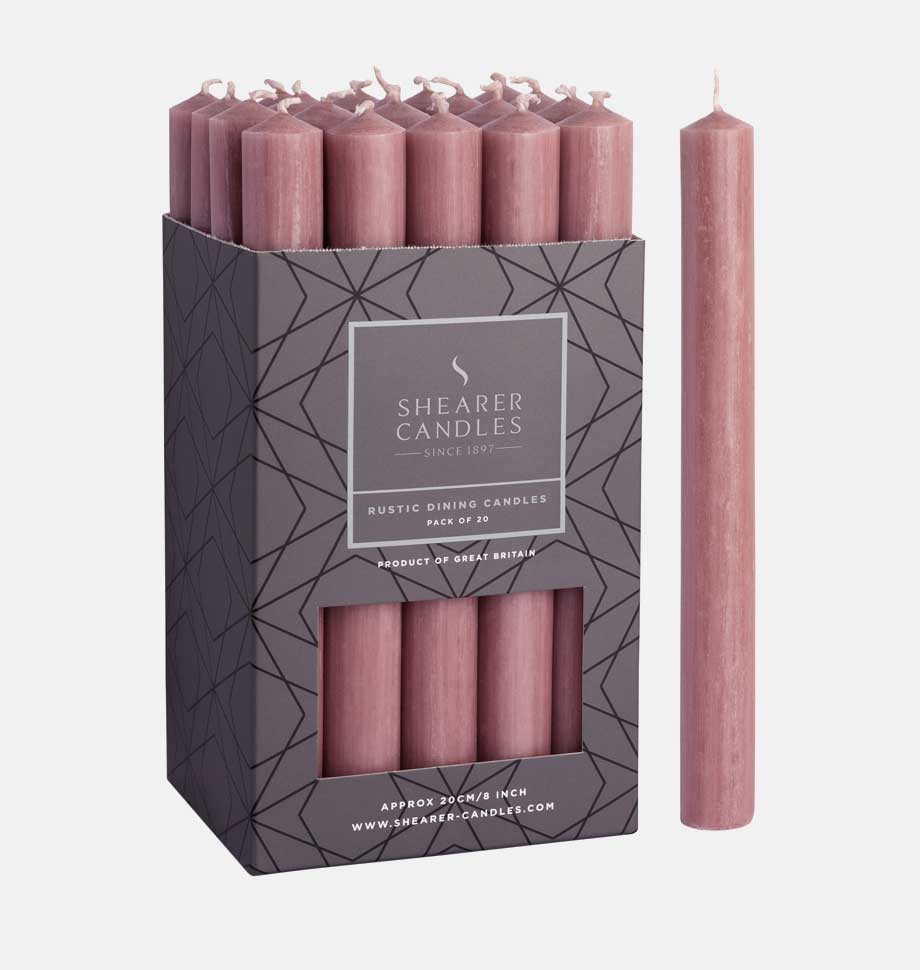 Shearer Candles - Dusty Pink 8 inch Dinner Candles