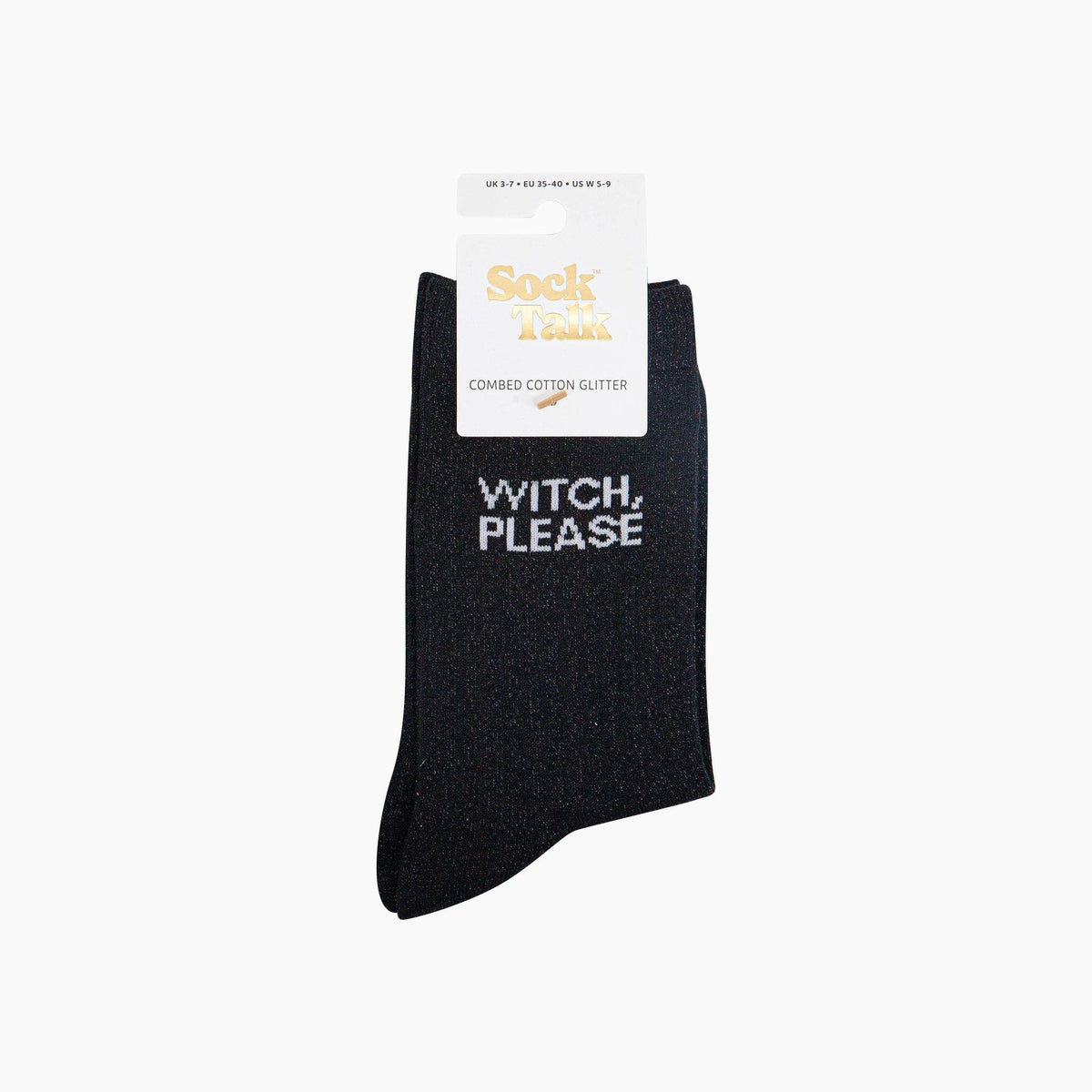 Witch Please Combed Cotton Glitter Socks in Black