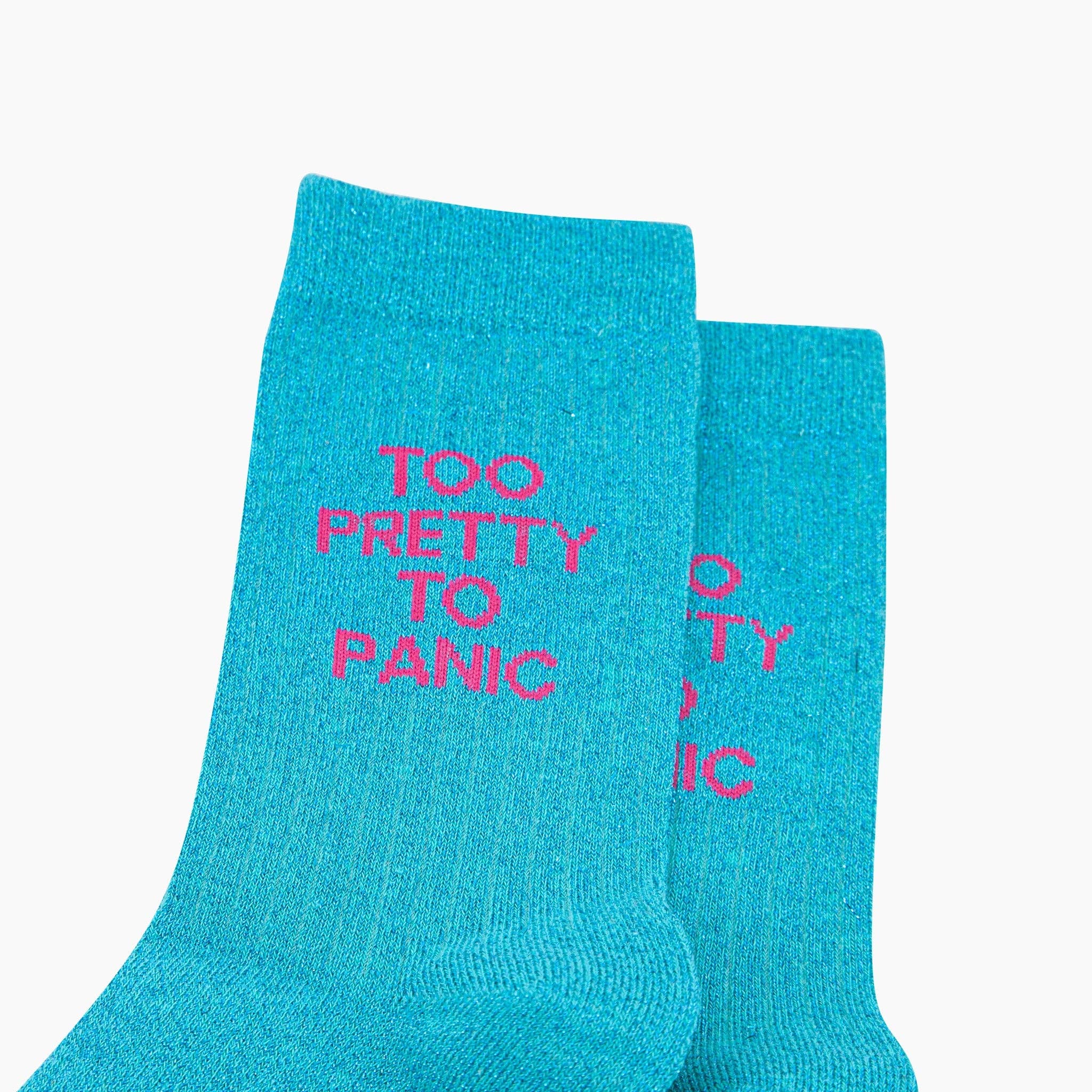 Too Pretty Combed Cotton Glitter Socks in Turquoise