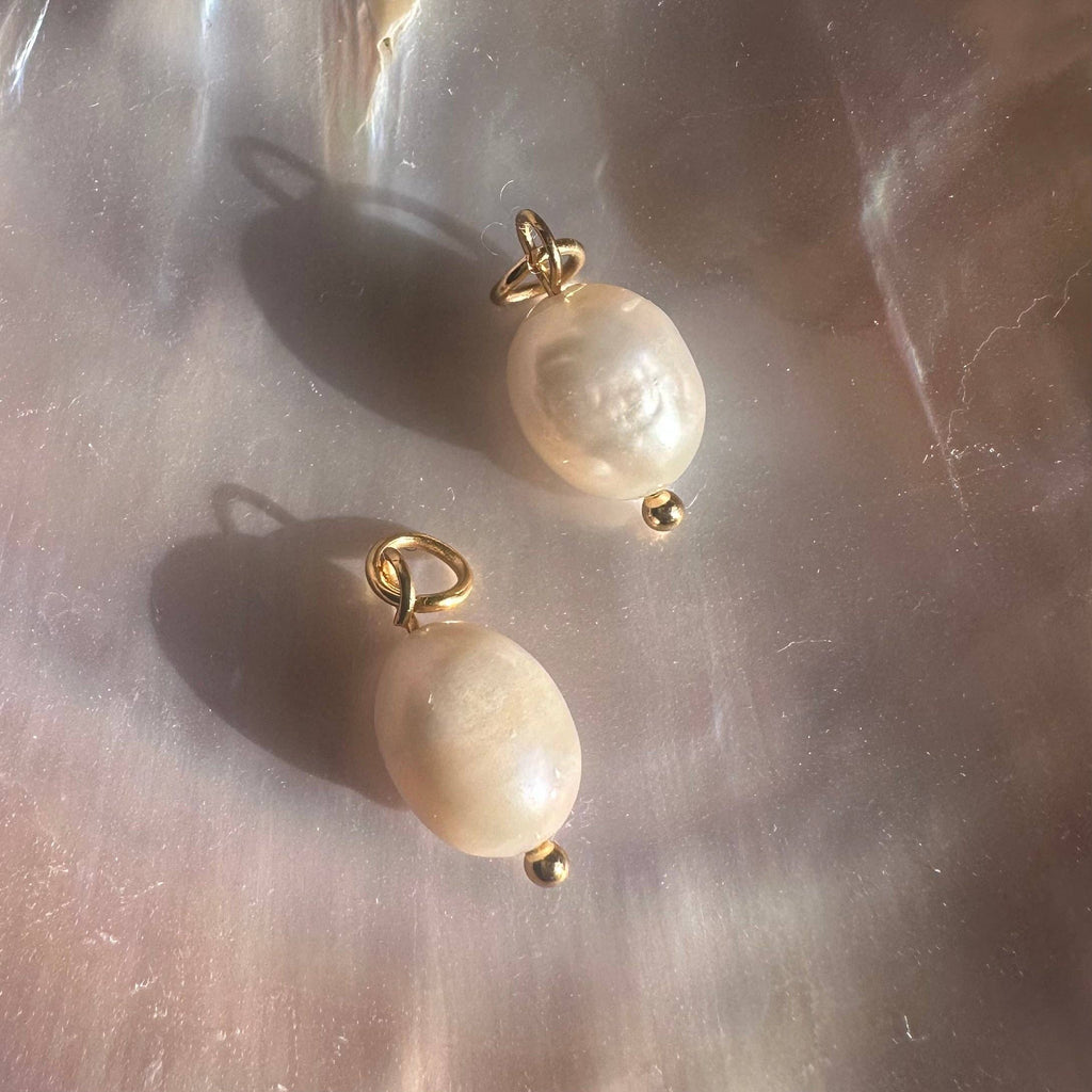 Natural Drop Pearl Detachable Charm Hoop Earrings