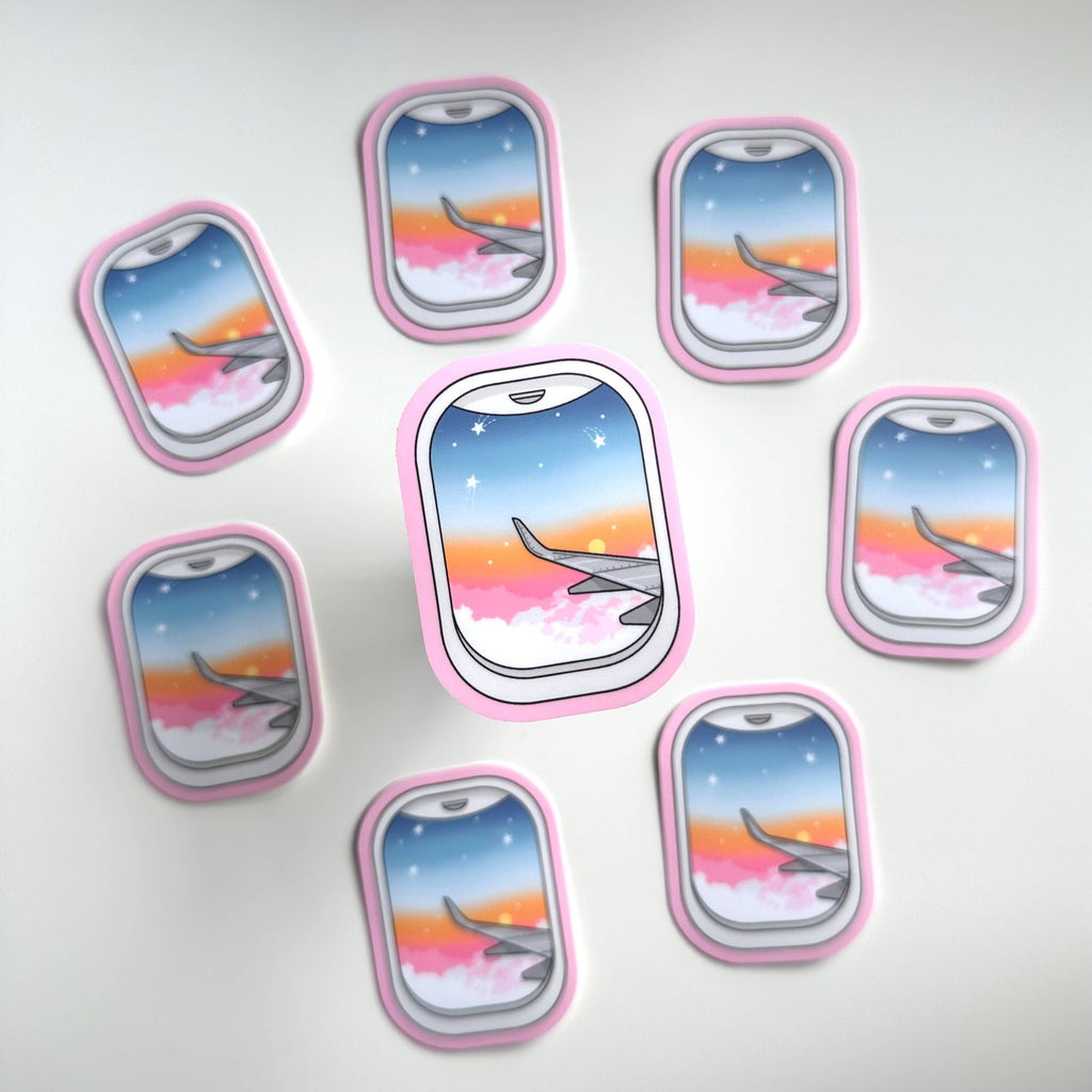 Dolly's Doodles - Airplane Window Sunset Sticker