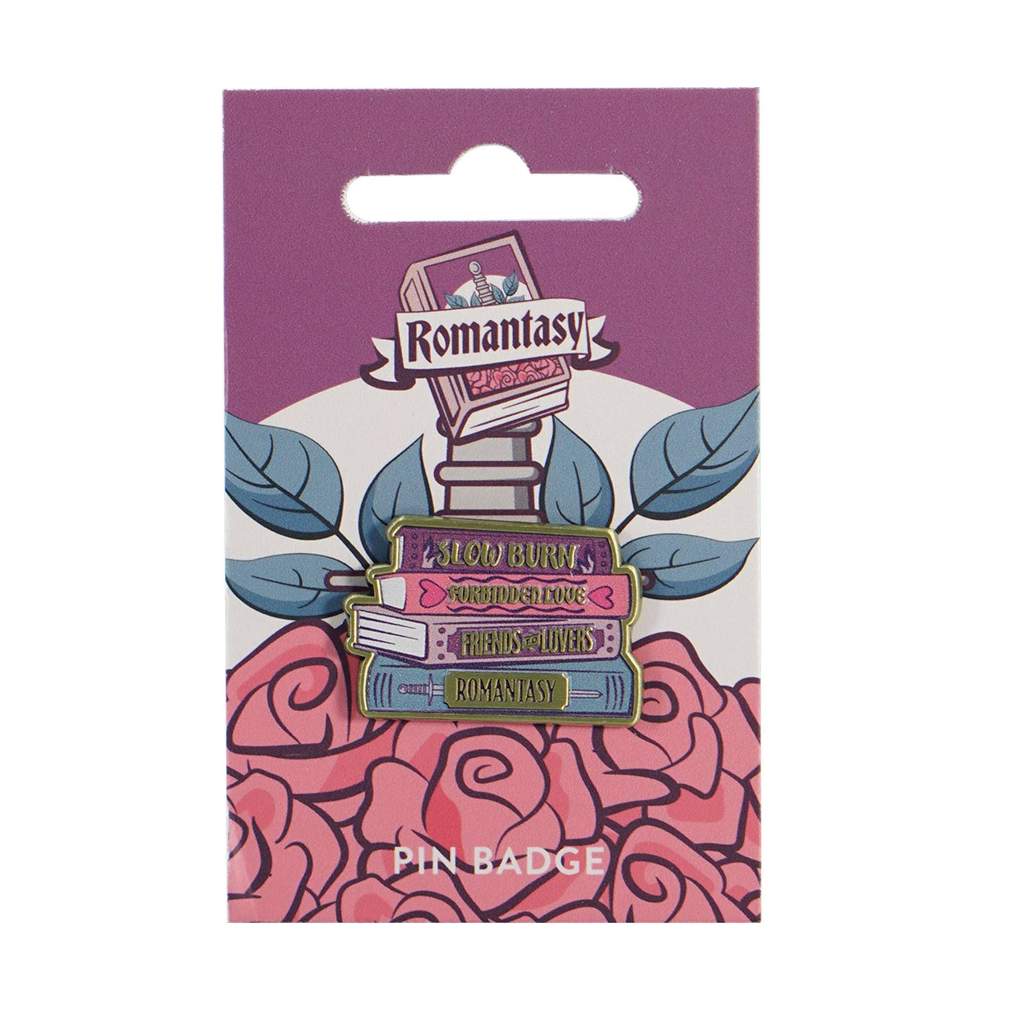Romantasy Book Stack Pin for Readers
