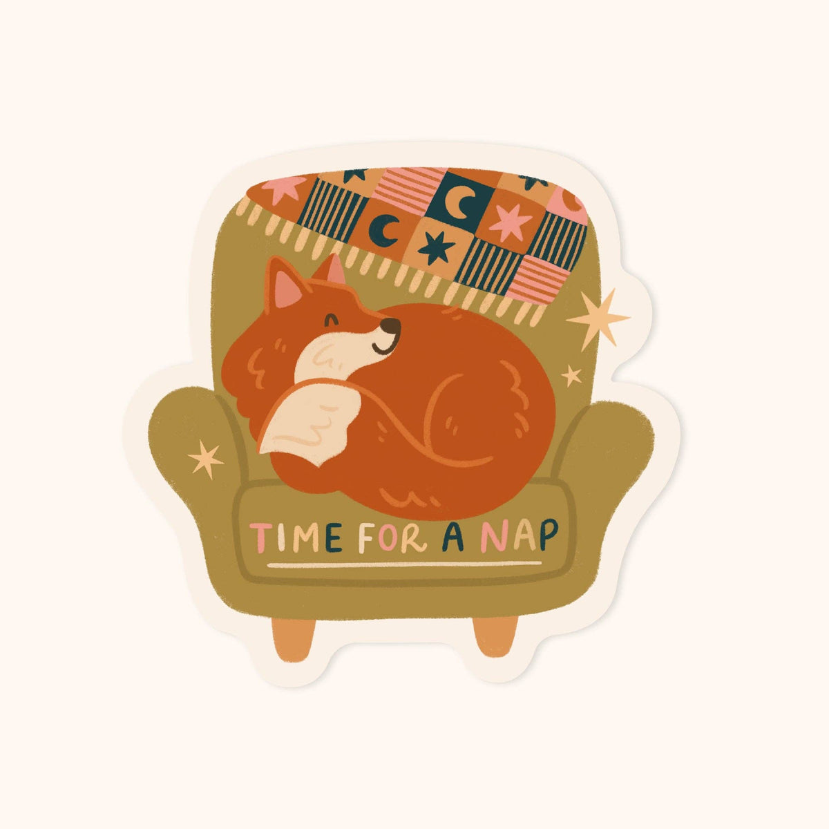 Fox Nap Time Vinyl Sticker - Time For A Nap