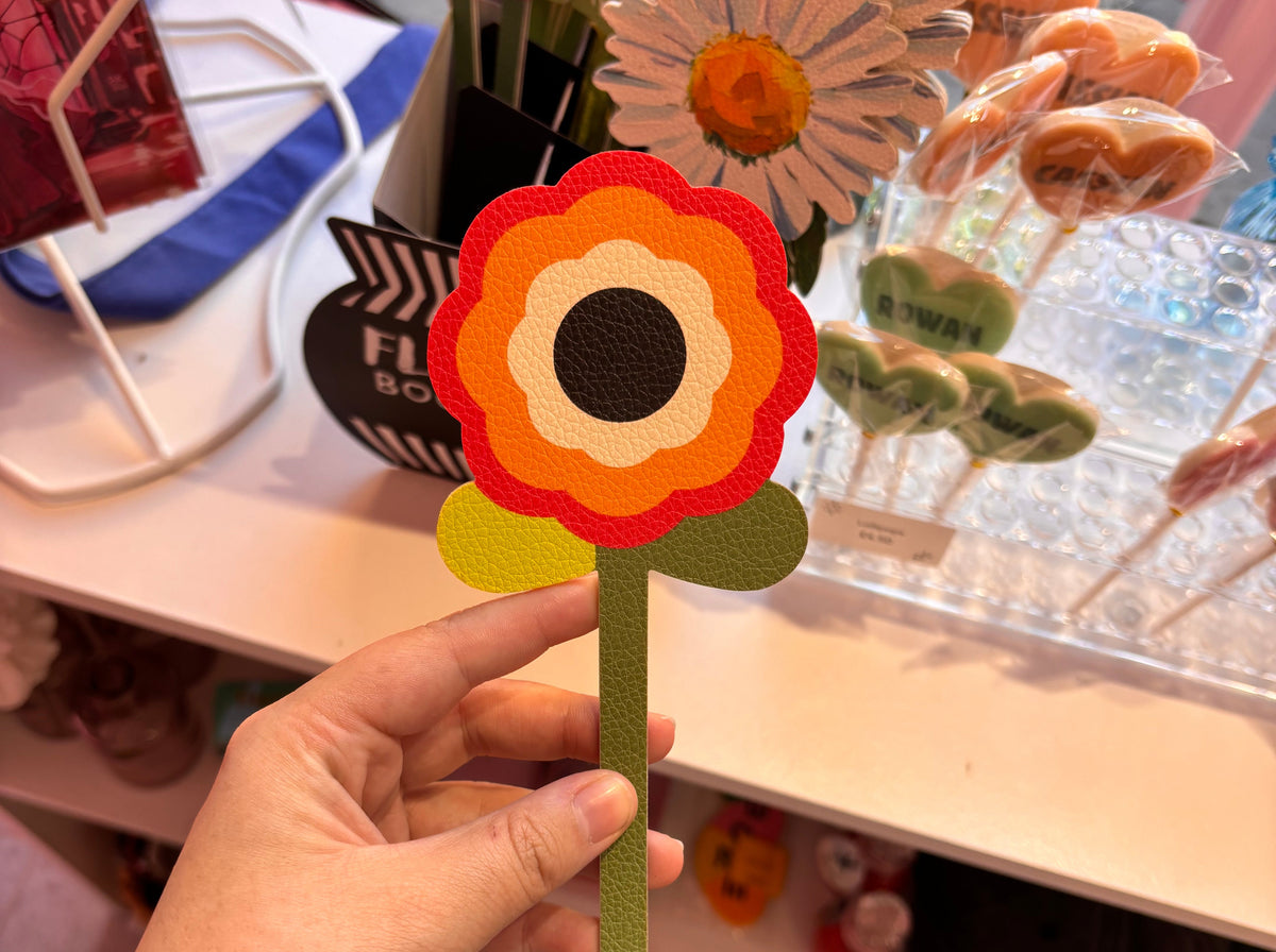Vegan leather Flower Bookmark (Orange Flower)